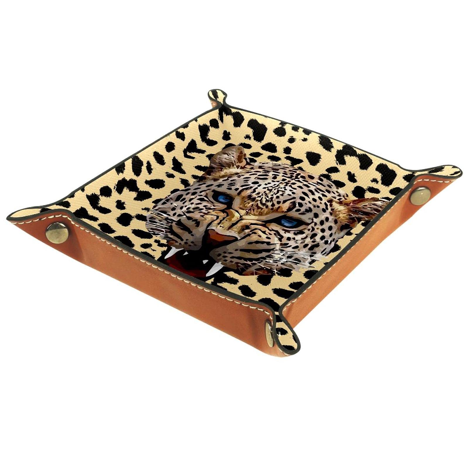White Cheetah Pattern Jewelry Organizer Box - Stylish Storage for Rings, Watches, Keys & Dice - Perfect for Travel, Home & Office Organization