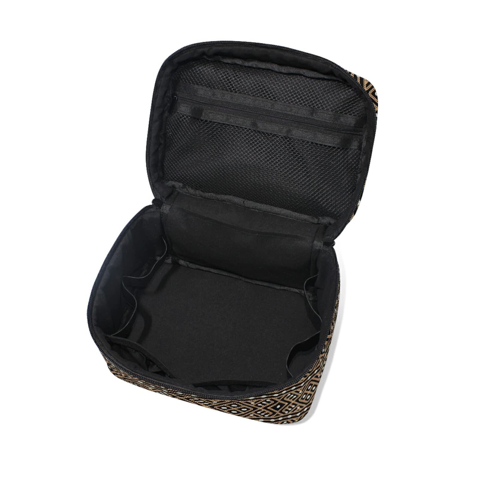 Vintage African Brown Makeup Bag for Women - Waterproof Cosmetic Organizer & Travel Toiletry Case - Perfect for Travel, Gym, and Daily Beauty Essentials