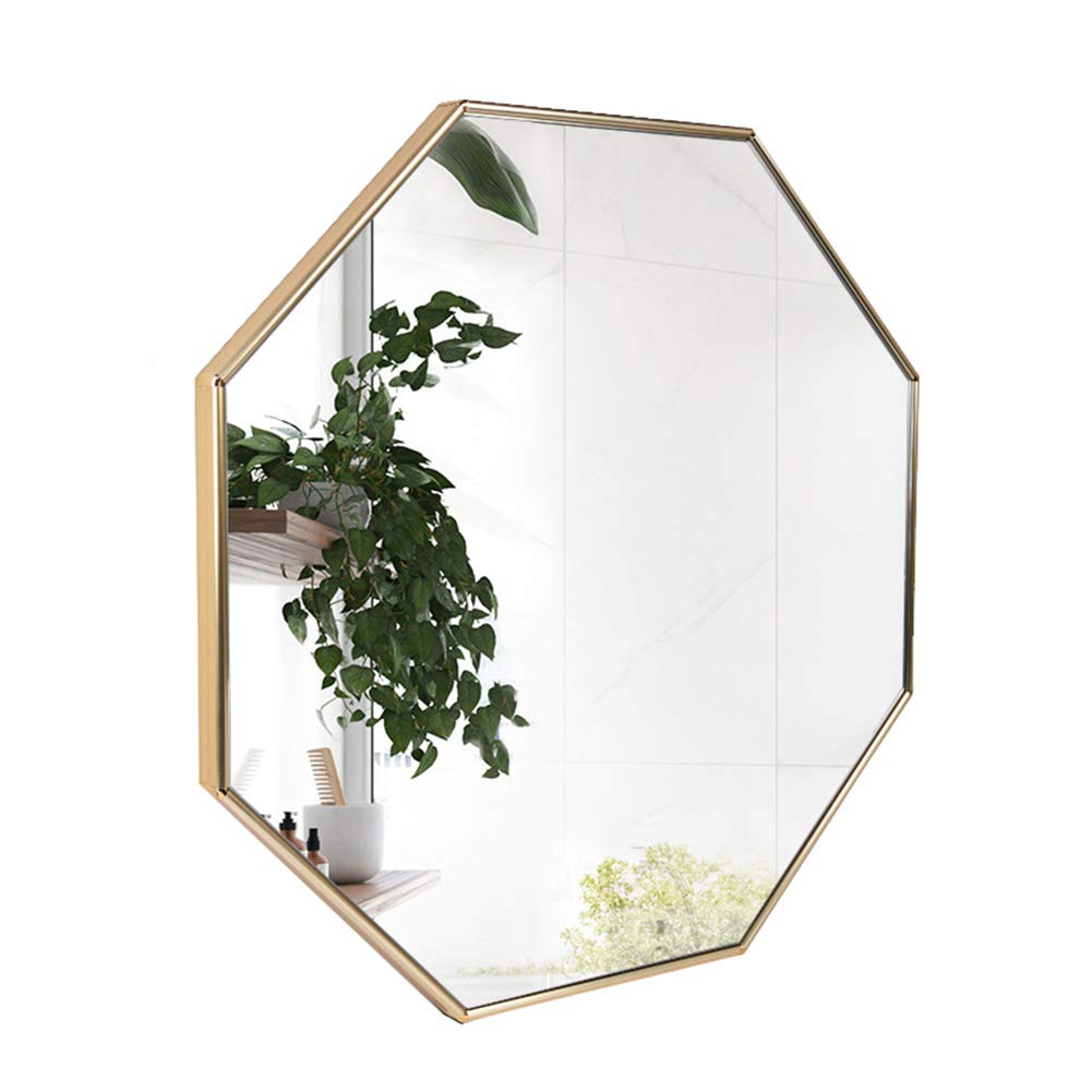 Octagonal Wall Mirror - 60cm Gold/Black Decorative Mirror for Bathroom, Living Room & Bedroom | Vanity Mirror with Wall Mount | Perfect for Makeup, Home Decor & Room Styling