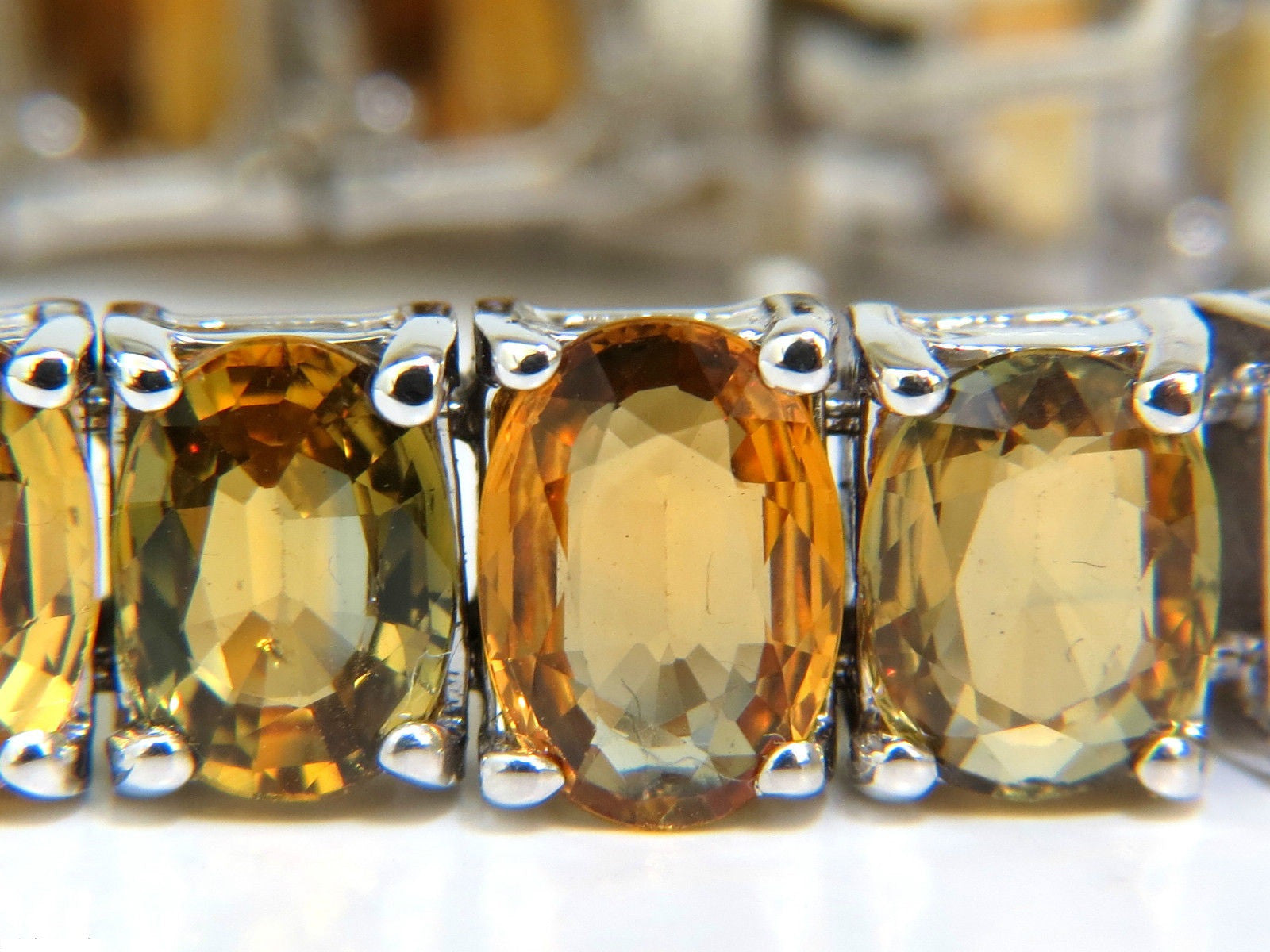 33.00ct Natural Yellow Green Orange Sapphire Tennis Bracelet - Elegant Gemstone Jewelry for Women, Perfect for Weddings, Parties & Special Occasions