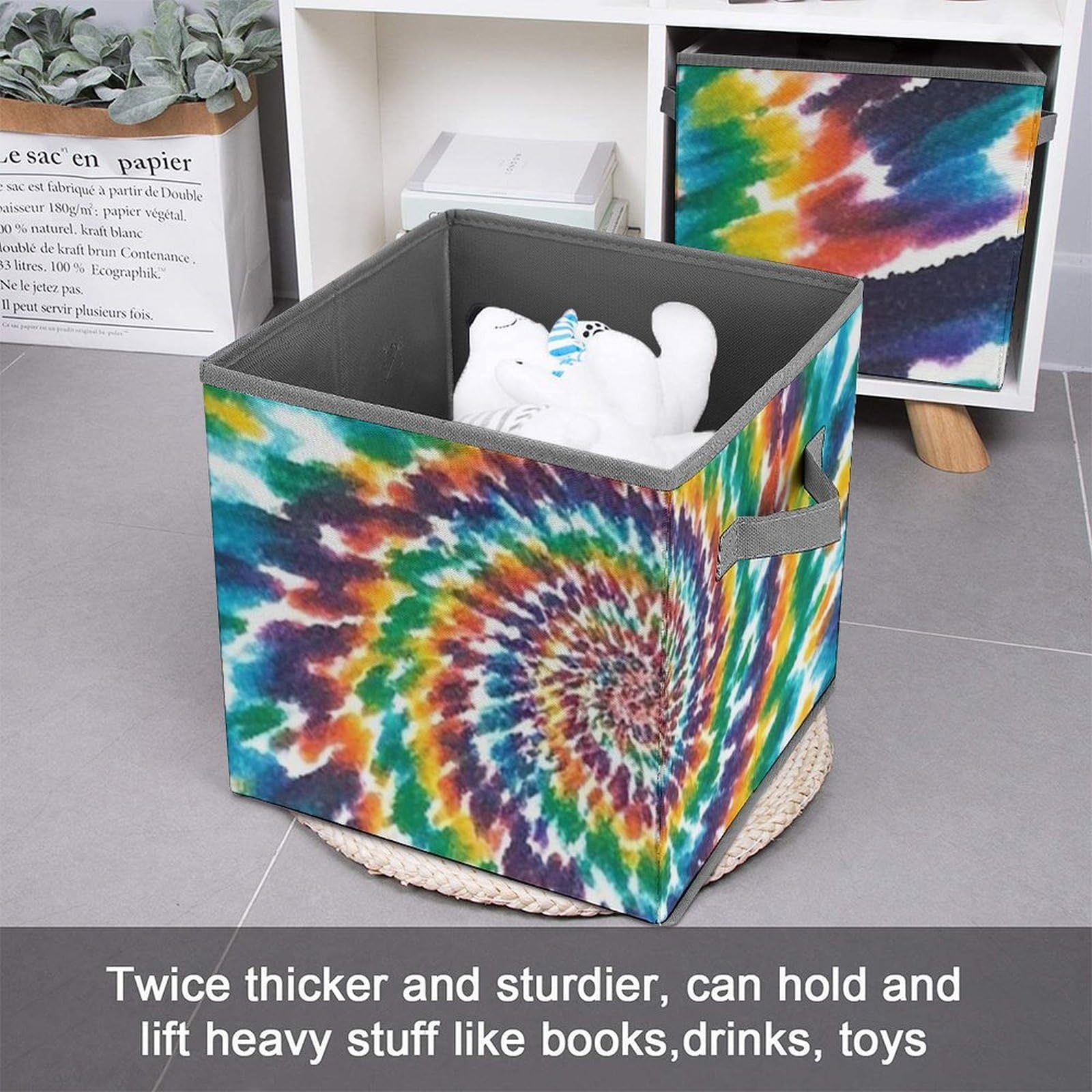 Vibrant Spiral Tie-Dye Storage Bin - 10.6