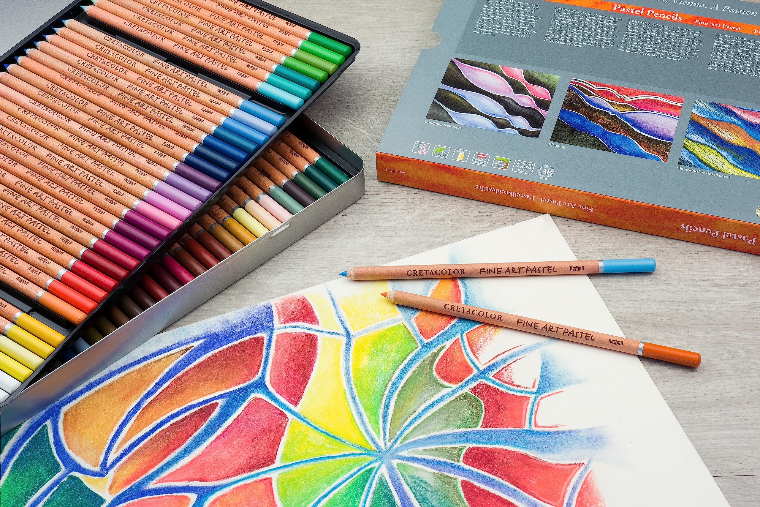 Premium Cretacolor 72-Piece Fine Art Pastel Pencil Set - Vibrant Colors for Professional Artists & Sketching | Ideal for Drawing, Blending & Mixed Media Art Projects