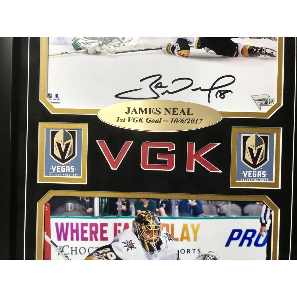 Marc Andre Fleury & James Neal Autographed 8x10 Photo - Vegas Golden Knights Framed Memorabilia - Perfect for Hockey Fans, Man Cave Decor & Sports Collectibles