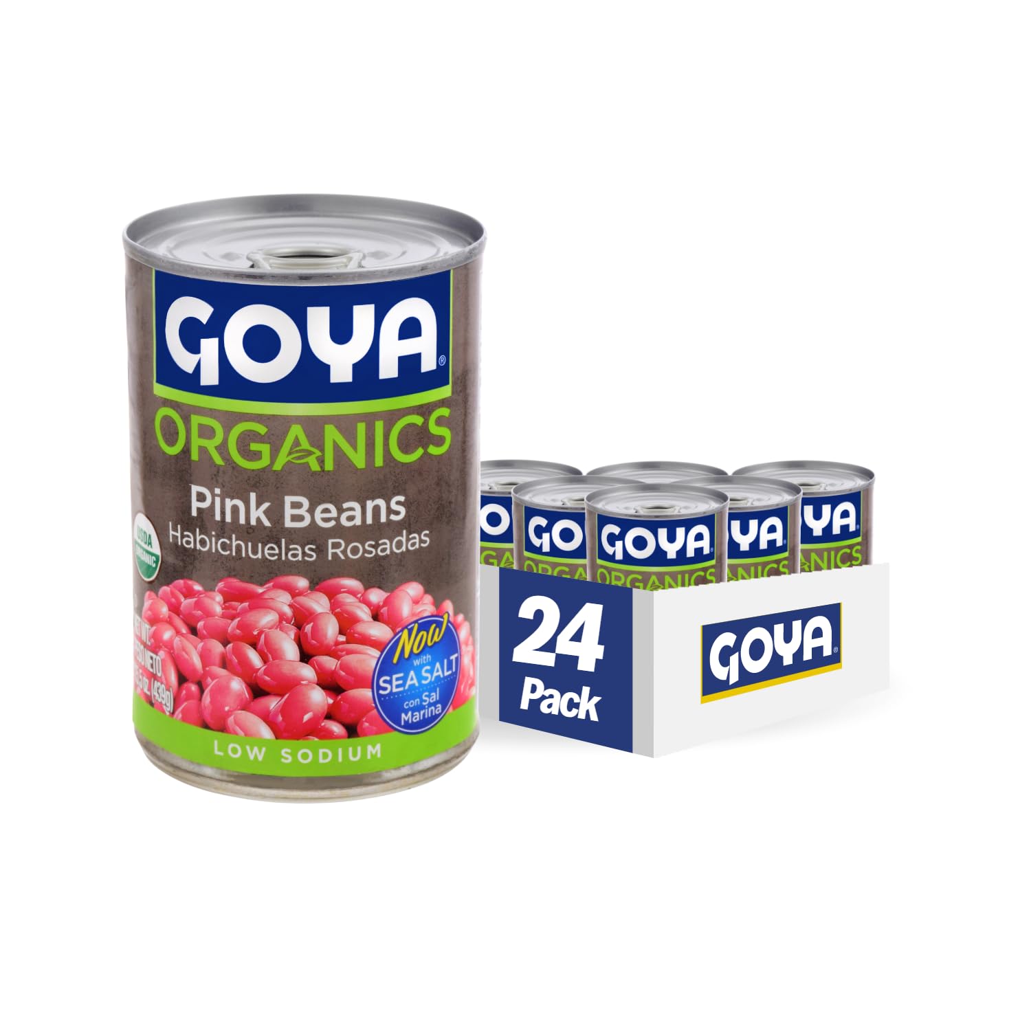 **Goya Foods Organic Pink Beans - 15.5 Oz (Pack of 24) | Non-GMO, Gluten-Free, Vegan Certified | Healthy Pantry Staple for Soups, Stews & Latin Dishes | Perfect for Home Cooking, Tacos, Chili, Meal Prep & Emergency Food Storage | Great for Slow Cooker, Batch Cooking, Salads & Rice Bowls | Ideal for Vegan Diets, Camping & Quick Dinners | Use in Burritos, Plant-Based Meals & Family Meals**
