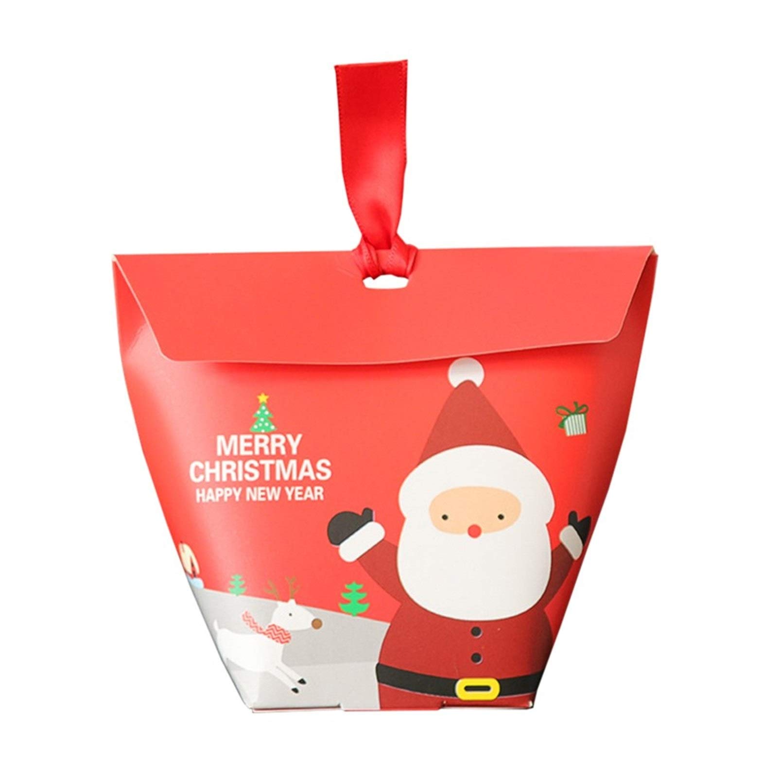 WBF Christmas Candy Gift Box Set - Santa Claus Chocolate Gift Bags for Holiday Parties, Small Pillow Boxes (2Pcs, Red) - Perfect for Stocking Stuffers, Office Gifts & Festive Celebrations