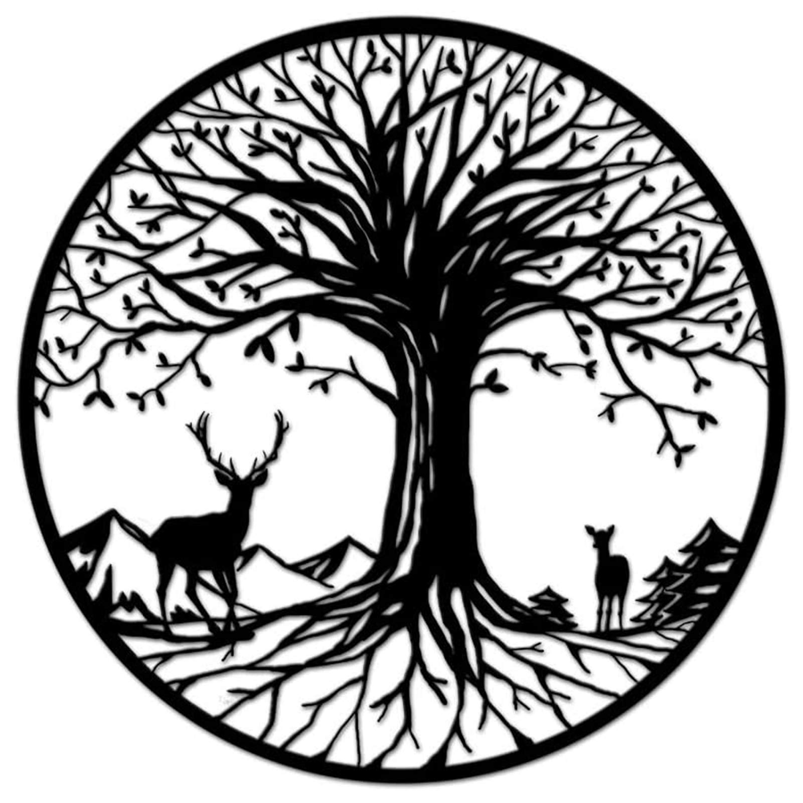 PENXZT Deer Metal Wall Art - Animal Themed Hanging Decorative Wall Sculpture - Easy to Install - Modern Home Decor for Living Room, Bedroom, Office & Nursery - Perfect for Rustic, Farmhouse or Nature-Inspired Interior Design