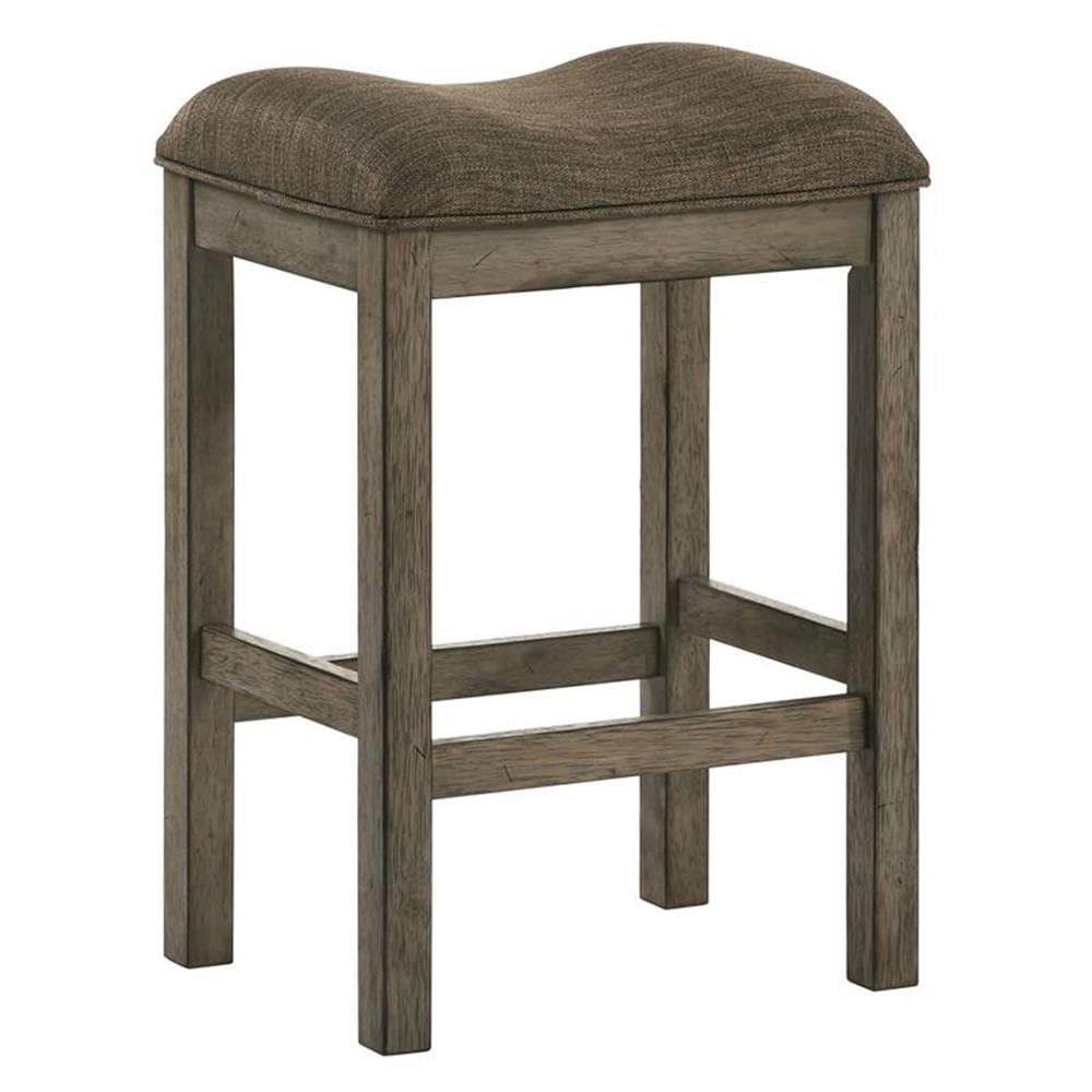 Furniture of America Gorse Wood Saddle Counter Stool Set of 2 - Rustic Chestnut Bar Stools for Kitchen Island, Breakfast Nook & Home Decor