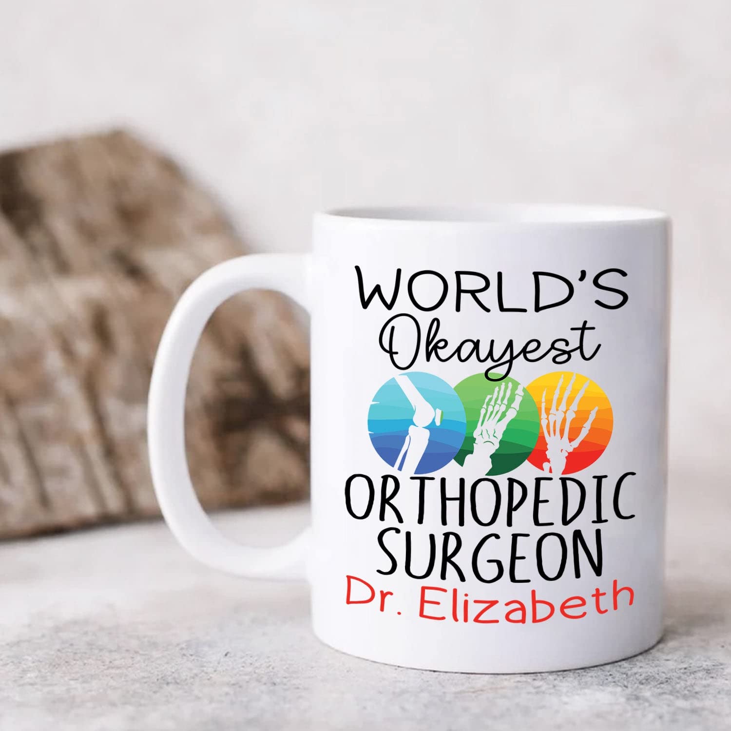 Personalized Orthopedic Surgeon Coffee Mug - 11oz & 15oz Custom Name Travel Mug - World's Okayest Orthopedic Surgeon Gift for Doctors - Great for Office, Hospital & Christmas Gifts for Men & Women