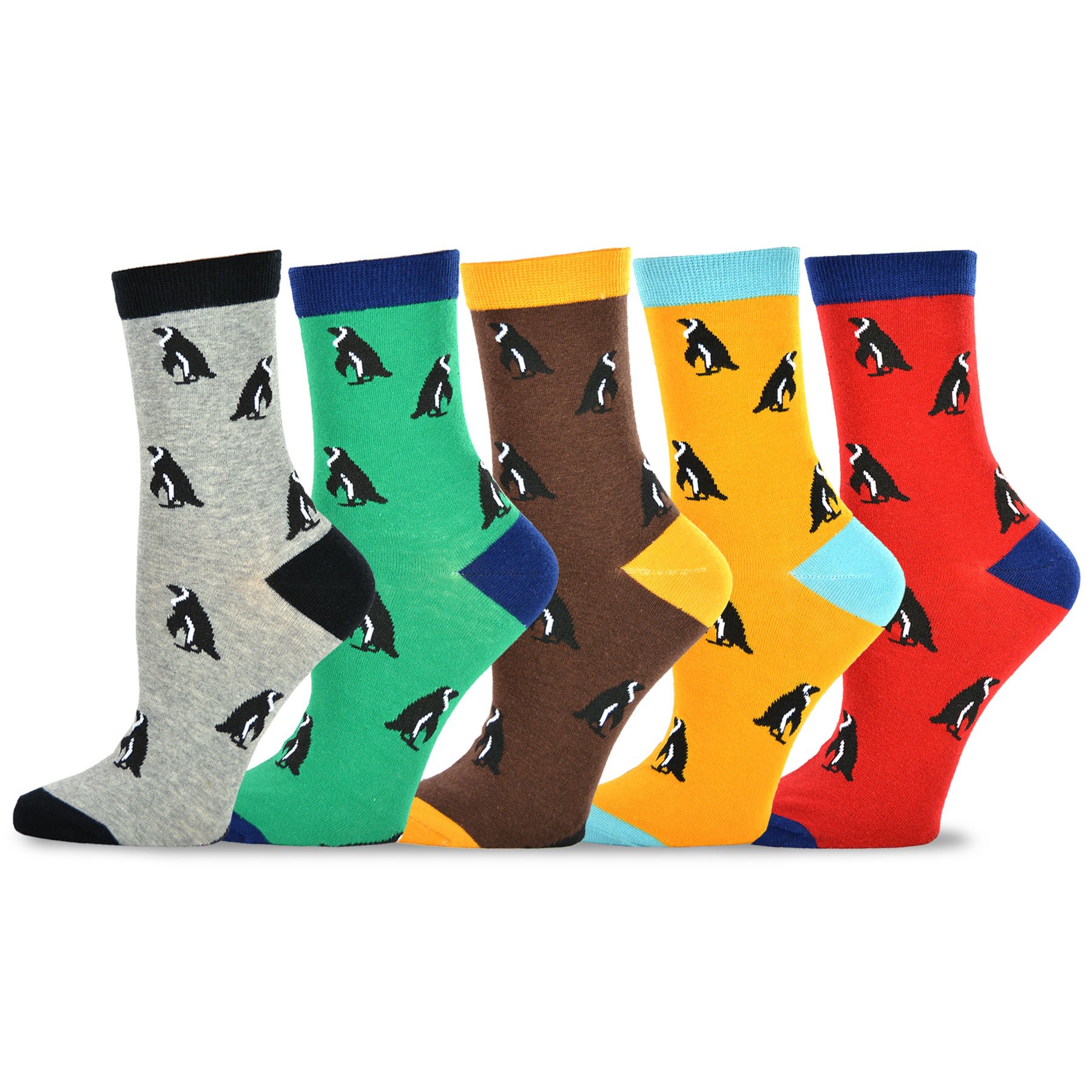 Women's 10-Pack Soft Cotton Crew Socks with Cute Penguin Design - Comfortable Everyday Socks for Work, School & Home Wear