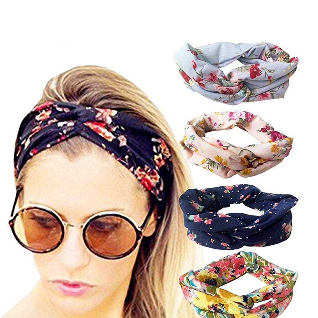 **Women's Headbands - 10 Pack Elastic Hair Bands, Criss Cross Hair Wraps & Hair Accessories for Workout, Yoga, Running & Everyday Style**