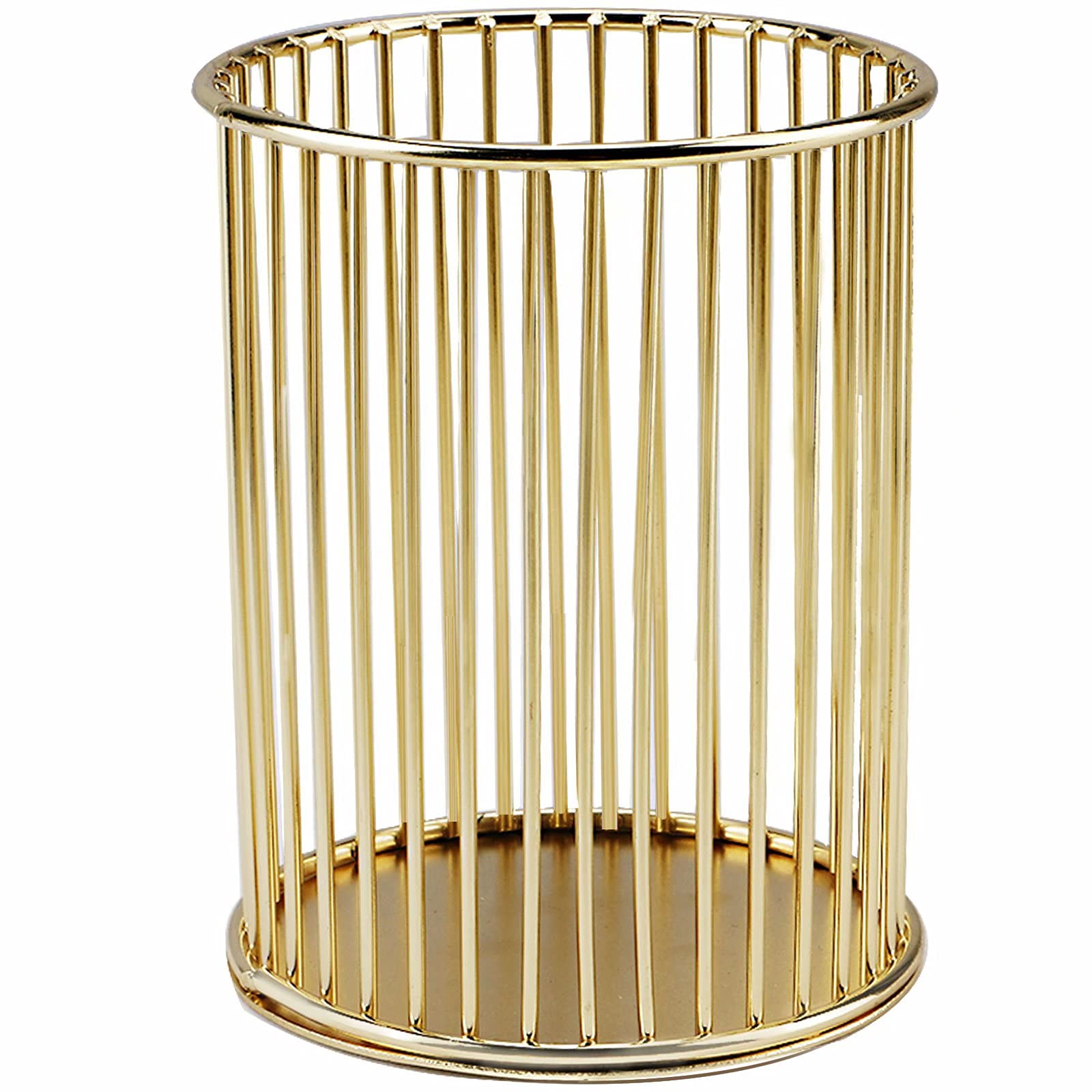 Golden Metal Wire Pen & Pencil Holder - Stylish Desk Organizer for Stationery & Makeup Brushes | Perfect for Office, School & Vanity Table Organization (1PC)