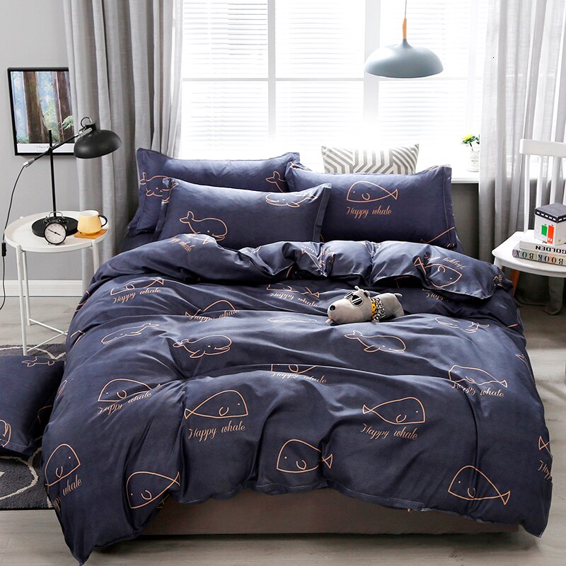 Premium Whale Print Bedding Set - Soft & Comfortable Queen/King Size Duvet Cover, Pillowcases & Sheet Set - Perfect for Kids' Room, Nursery, or Coastal Themed Bedroom Decor