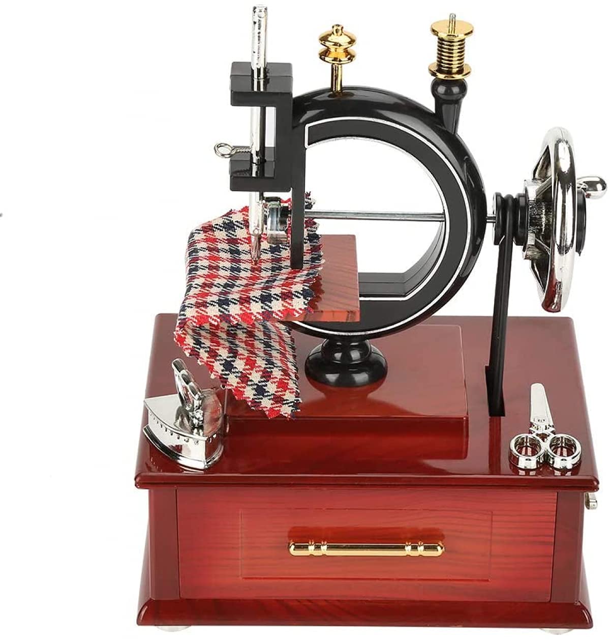 Antique Vintage Sewing Machine Music Box - Hand-Crank Mechanical Table Decor for Home, Christmas & Birthday Gifts - Perfect for Collectors, Home Decor & Special Occasions