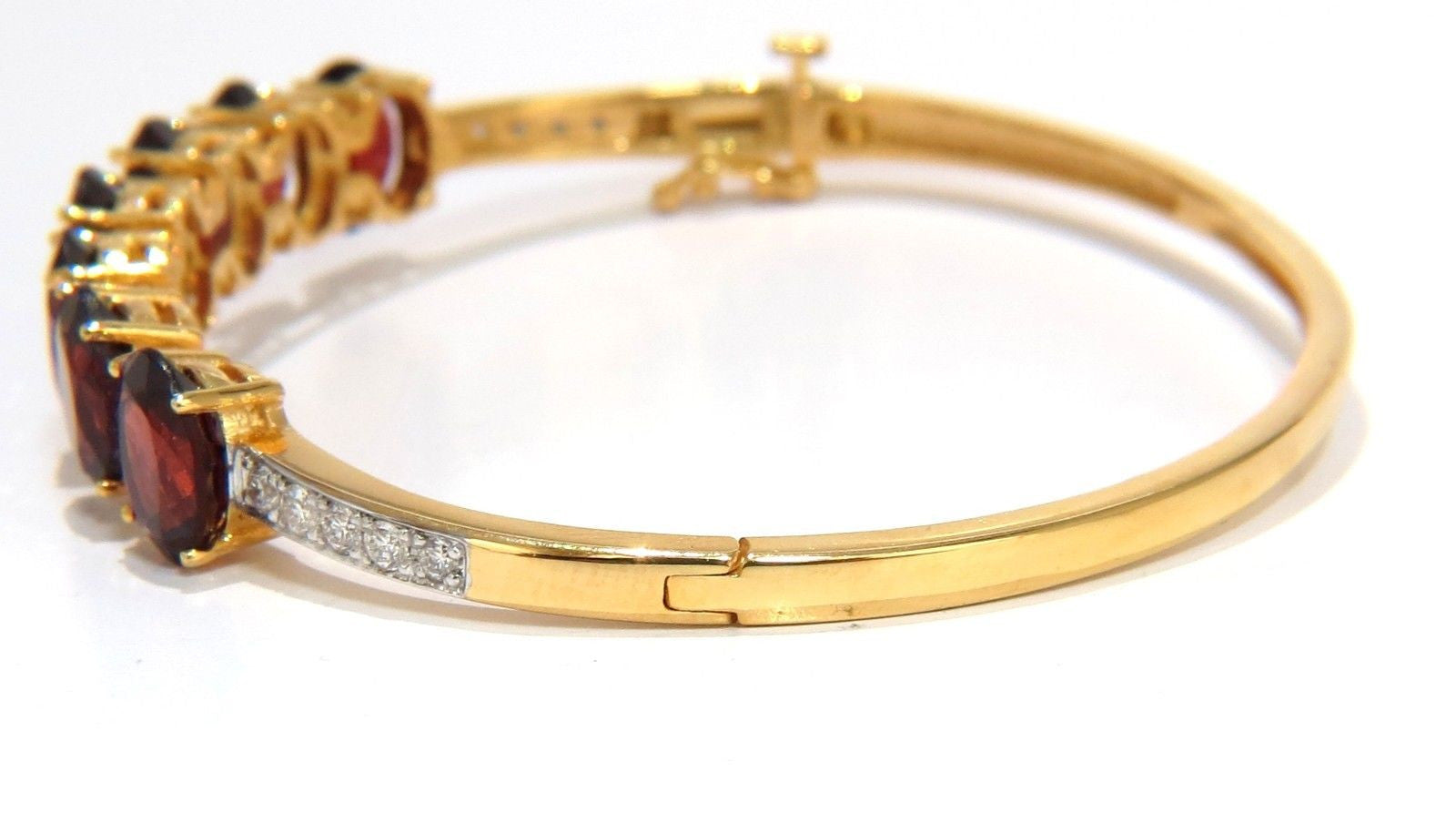 16.75ct Natural Red Garnet Diamond Bangle Bracelet in 14K Gold - Elegant Jewelry for Women, Perfect for Weddings, Parties & Special Occasions