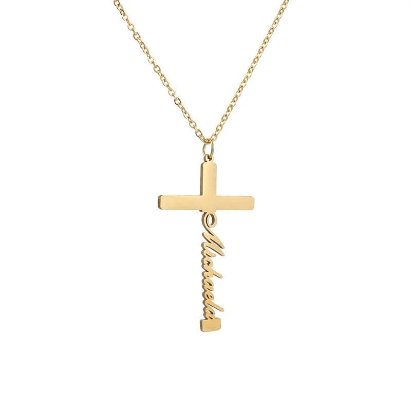 Personalized Cross Heart Pendant Name Necklace for Women - Custom Engraved Jewelry Gift for Mom, Wife, Girlfriend | JY068 | Perfect for Valentine's Day, Anniversary & Birthday Gifts
