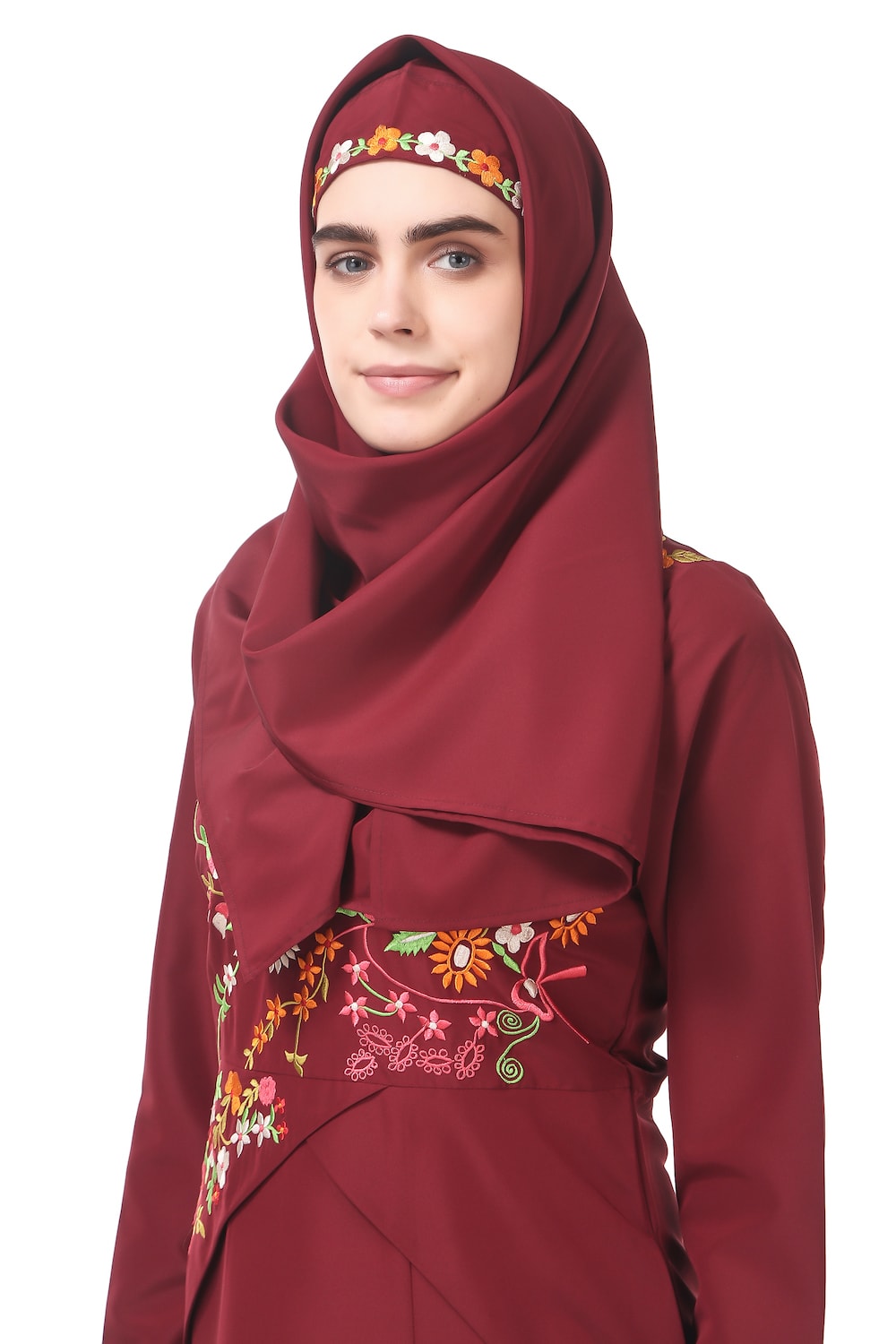 Elegant Floral Print Asymmetric Hem Semi-Circular Abaya Dress for Women - Perfect for Eid, Ramadan, and Special Occasions