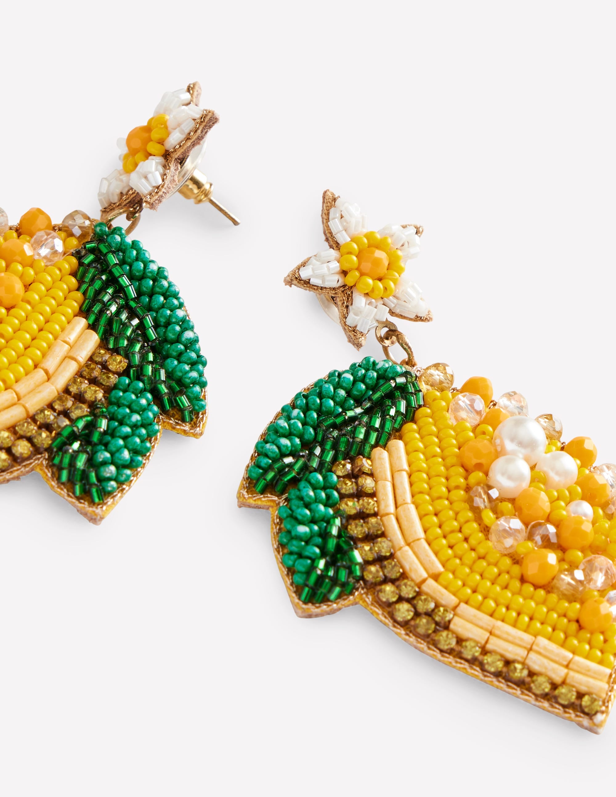Beady Motif Lemon Earrings - Handmade Dangle Drop Earrings for Women - Perfect for Summer Outfits, Beach Parties & Boho Fashion