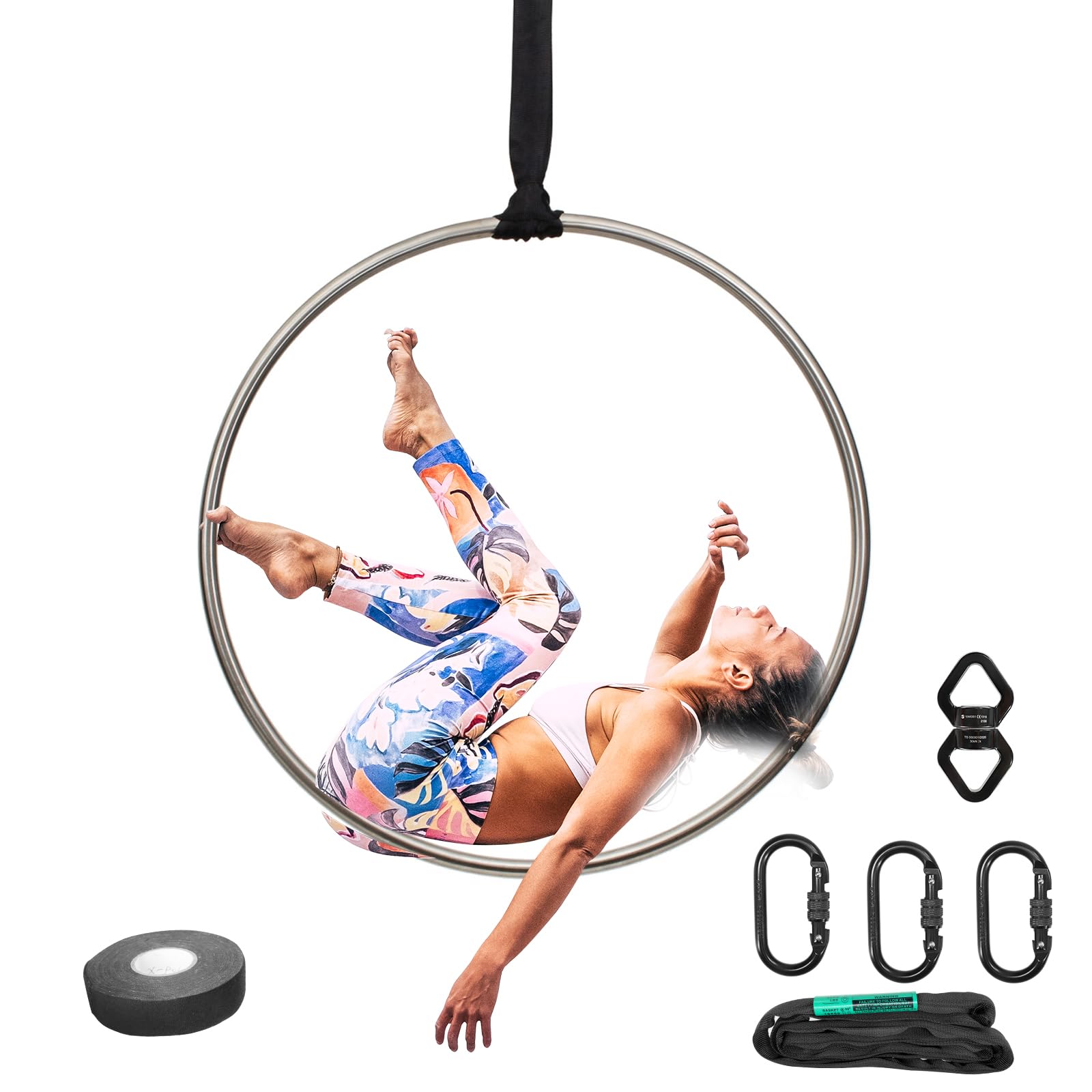 Professional Aerial Hoop Lyra Set with Rigging Equipment - Zero Point for Circus, Yoga & Dance Performance - Indoor & Outdoor Fitness Training