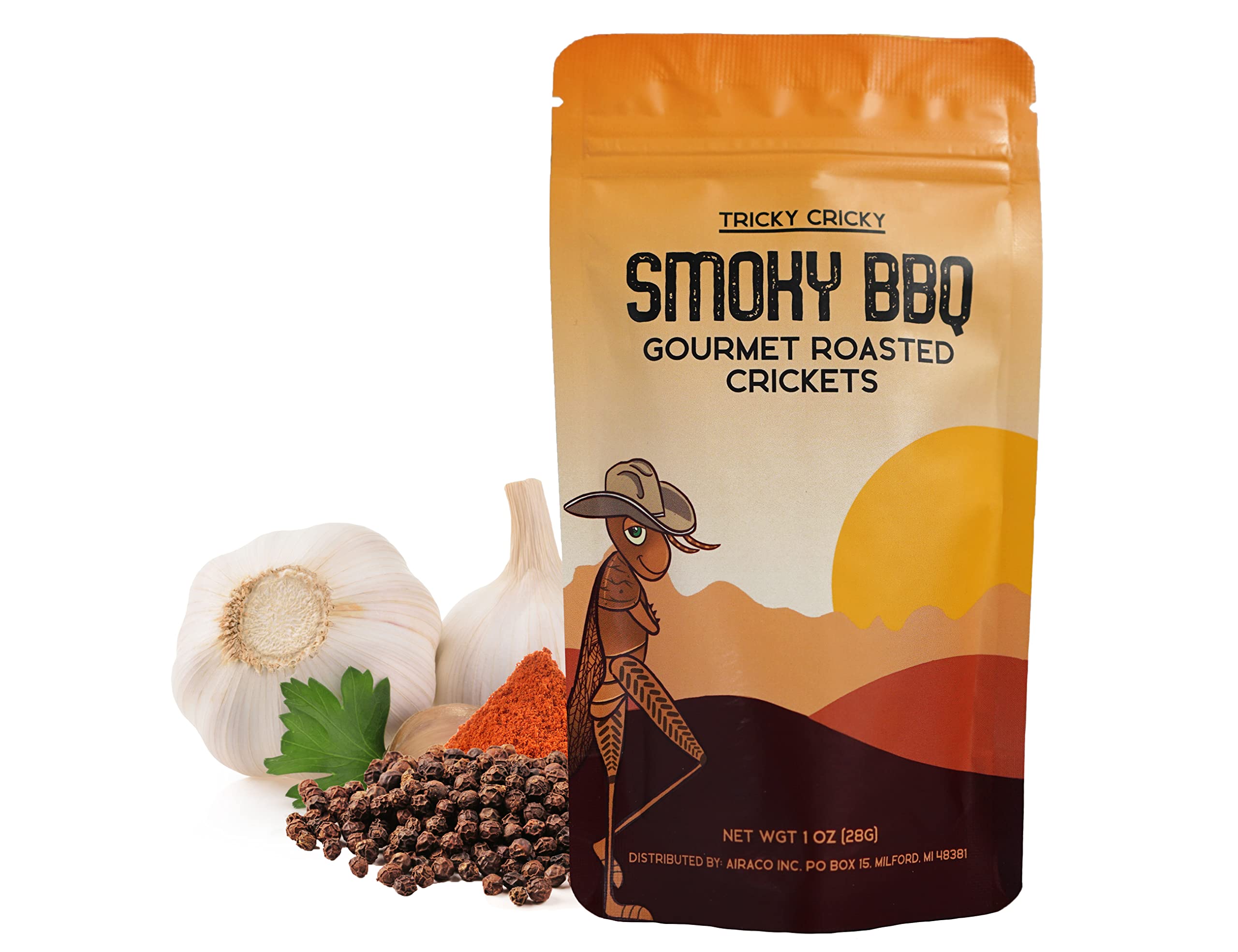 Crunchy BBQ Flavored Edible Cricket Snacks - High Protein, Low Carb Healthy Gourmet Snacks - USA Grown Sustainable Protein Source - Perfect for Hiking, Camping & Keto Diet - 1 Oz Pack