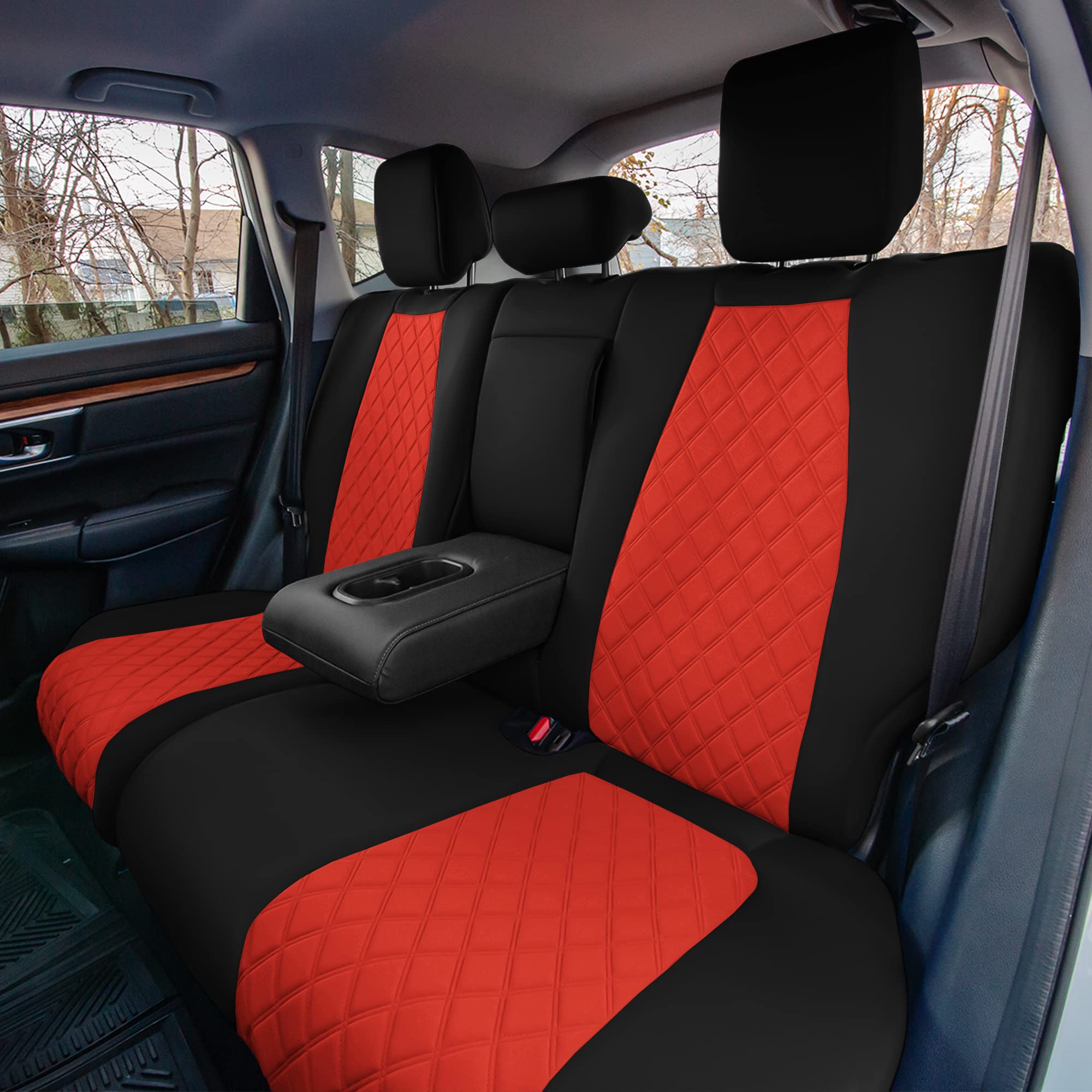 Custom Fit Neoprene Seat Covers for Honda CR-V LX/EX/EX-L (2017-2022) - Water Resistant Neosupreme Rear Seat Covers in Red | Perfect for Road Trips, Family Protection & Spill Prevention