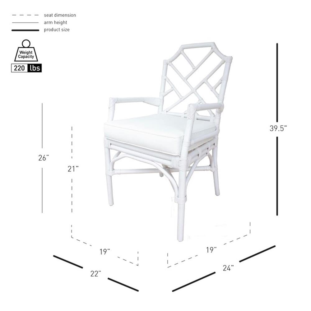 NPD Furniture & More Kara Rattan Arm Chair - Woven Rattan Accent Chair for Living Room, Patio, or Bedroom - Comfortable Boho Style Lounge Chair for Indoor & Outdoor Use