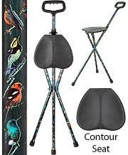 American Songbird Aluminum Seat Cane - Lightweight & Durable Walking Stick for Seniors & Hikers - Perfect for Outdoor Adventures, Hiking, and Daily Support