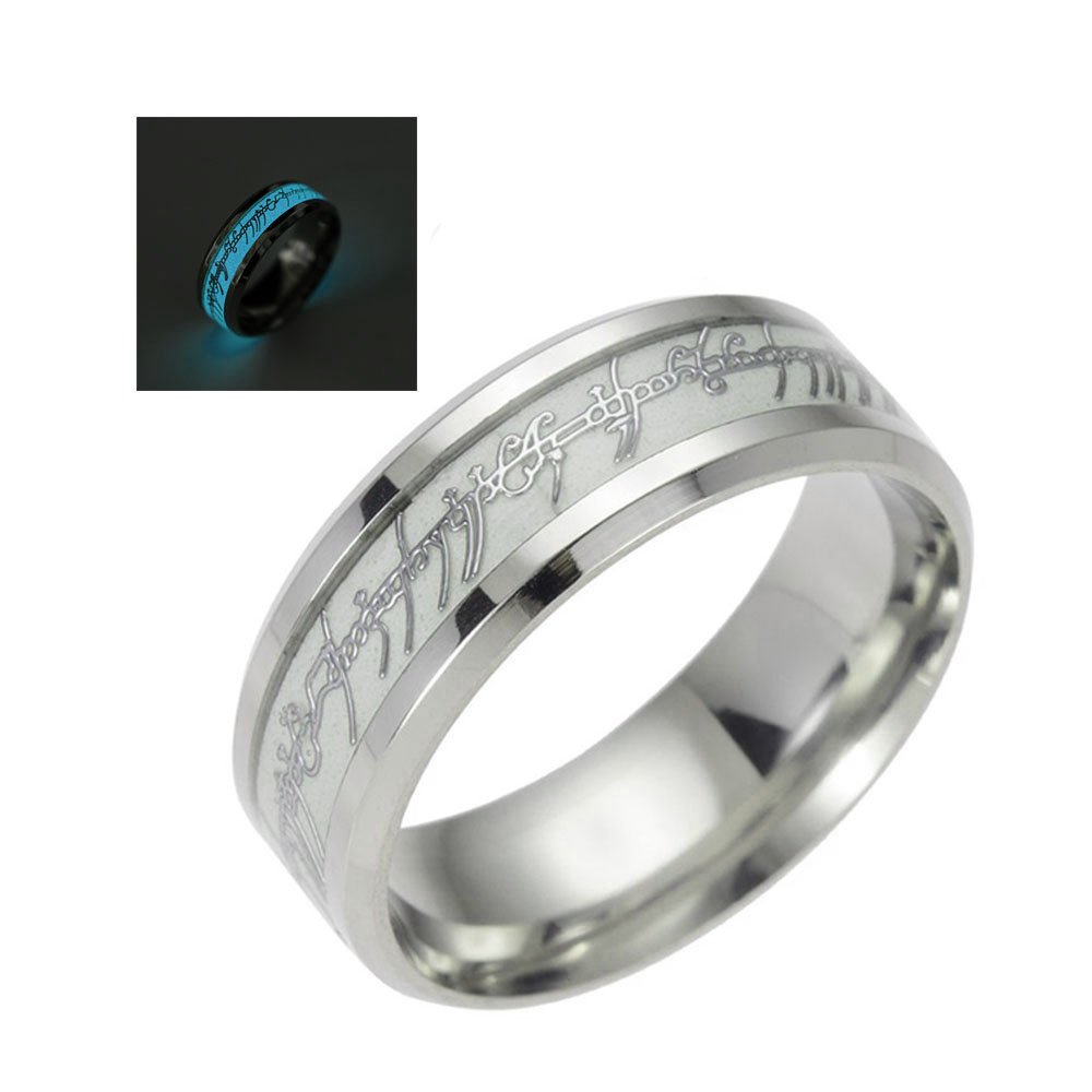 Glow in The Dark One Ring Band for Men & Women | 8mm Wide Stainless Steel Matching Wedding Rings Set | Couples Black Wedding Bands | Anniversary, Birthday & Holiday Gifts | Perfect for Proposals, Vows & Romantic Occasions