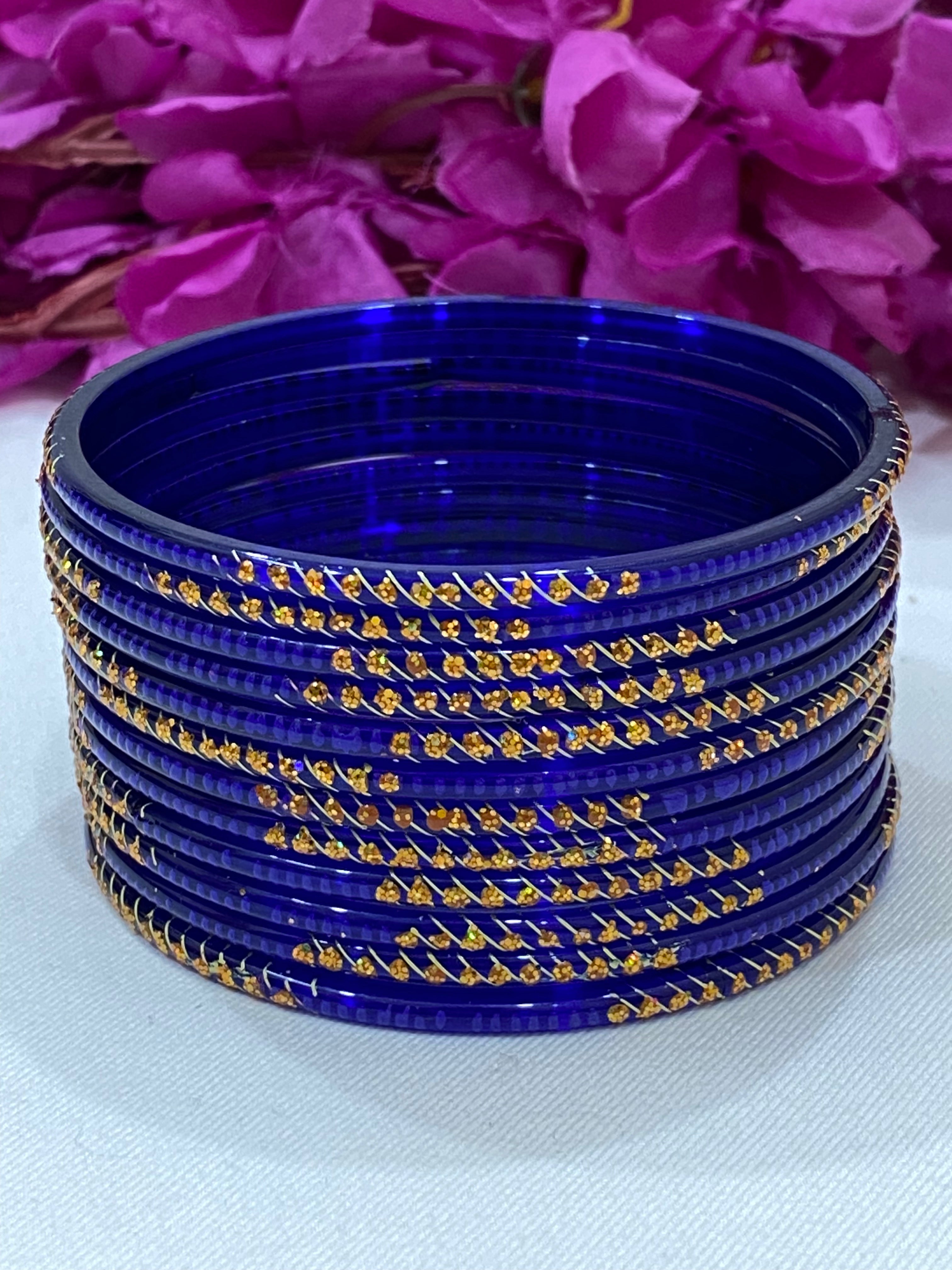 Elegant Blue Glass Bangles for Women - Unique Handmade Jewelry Gift for Parties, Weddings & Special Occasions