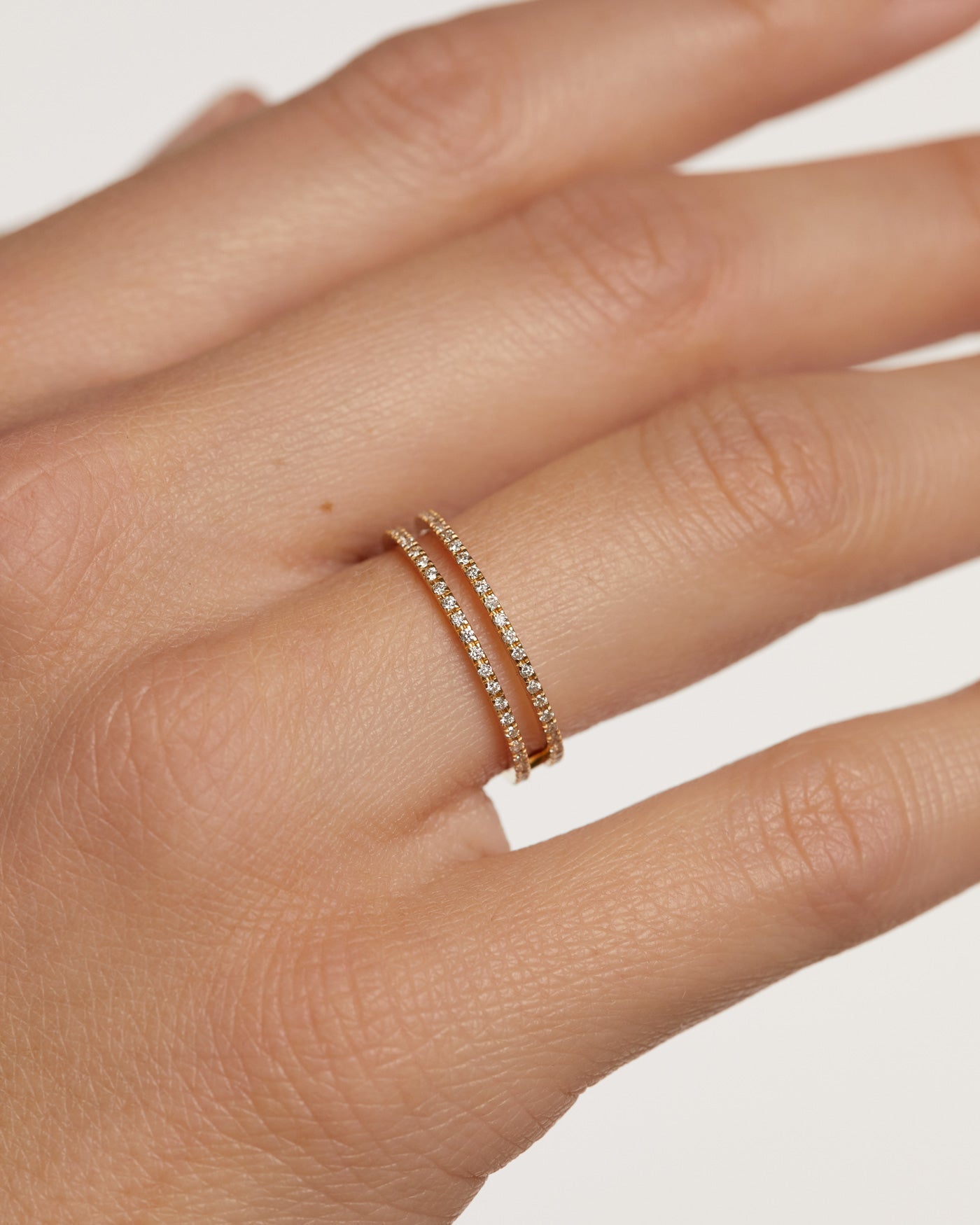 GRID 2 Diamonds and 14K Yellow Gold Eternity Dual Ring for Women - Perfect Wedding Band, Anniversary Gift & Special Occasion Jewelry
