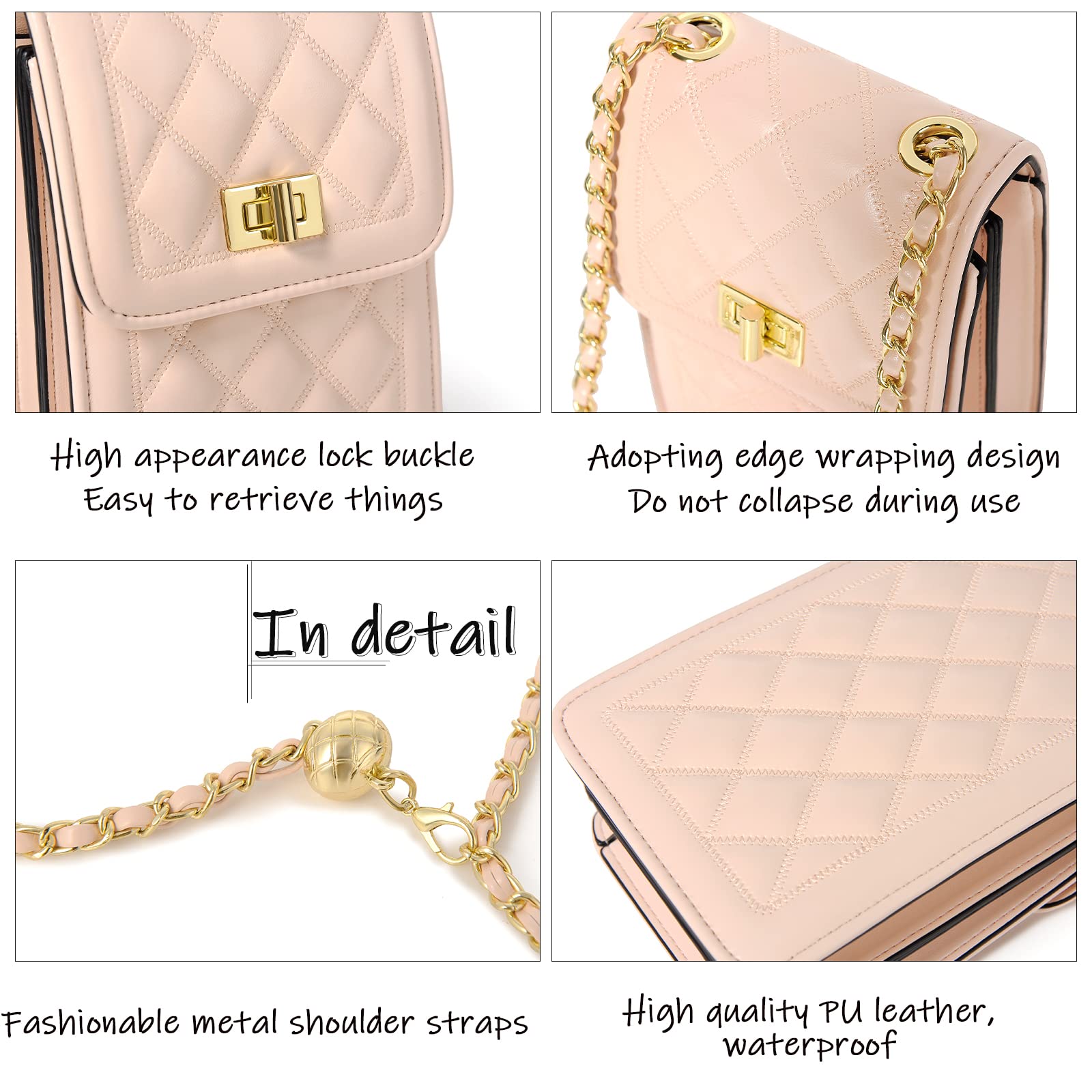 FSD.WG Women's Small Crossbody Leather Phone Purse - Mini Messenger Shoulder Bag with Wallet - Perfect for Travel, Shopping & Everyday Use