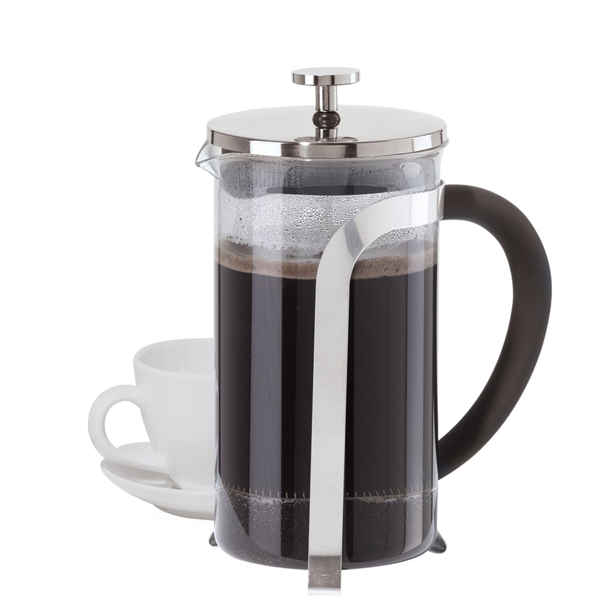 Premium Oggi Borosilicate French Press Coffee Maker - 8 Cup (34 oz) Glass Coffee Pot with Stainless Steel Filter - Perfect for Home, Office & Camping Brewing
