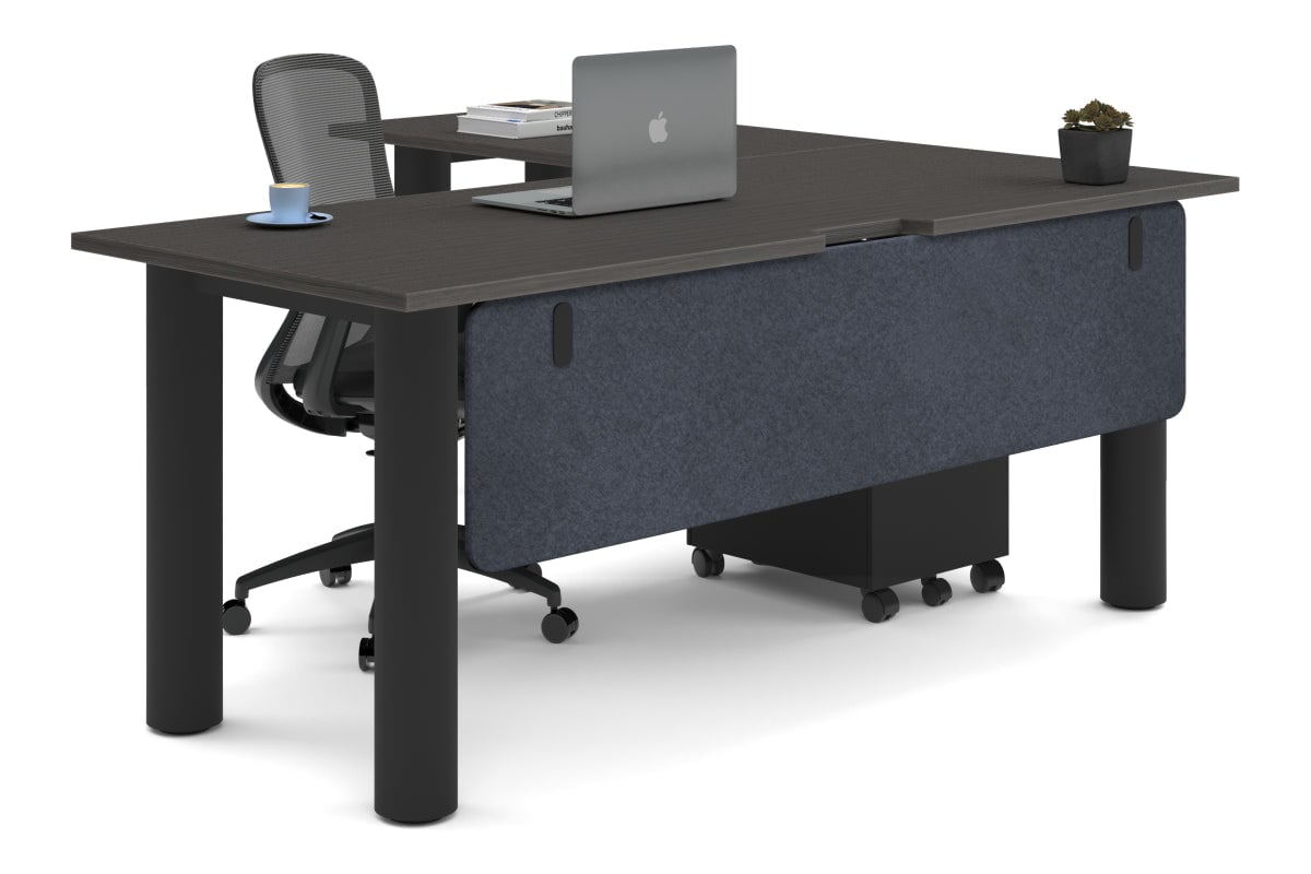 L-Shaped Corner Office Desk with Cable Management - 1800mm x 1800mm Quadro Cylinder Leg Design | Perfect for Home Office, Gaming Setup & Workspace Organization