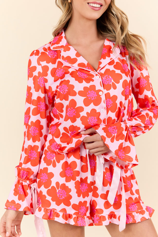 Blooming Bright Night Floral Pajama Set for Women - Soft Sleepwear & Loungewear - Floral Print PJs for Comfortable Nights at Home or Vacation