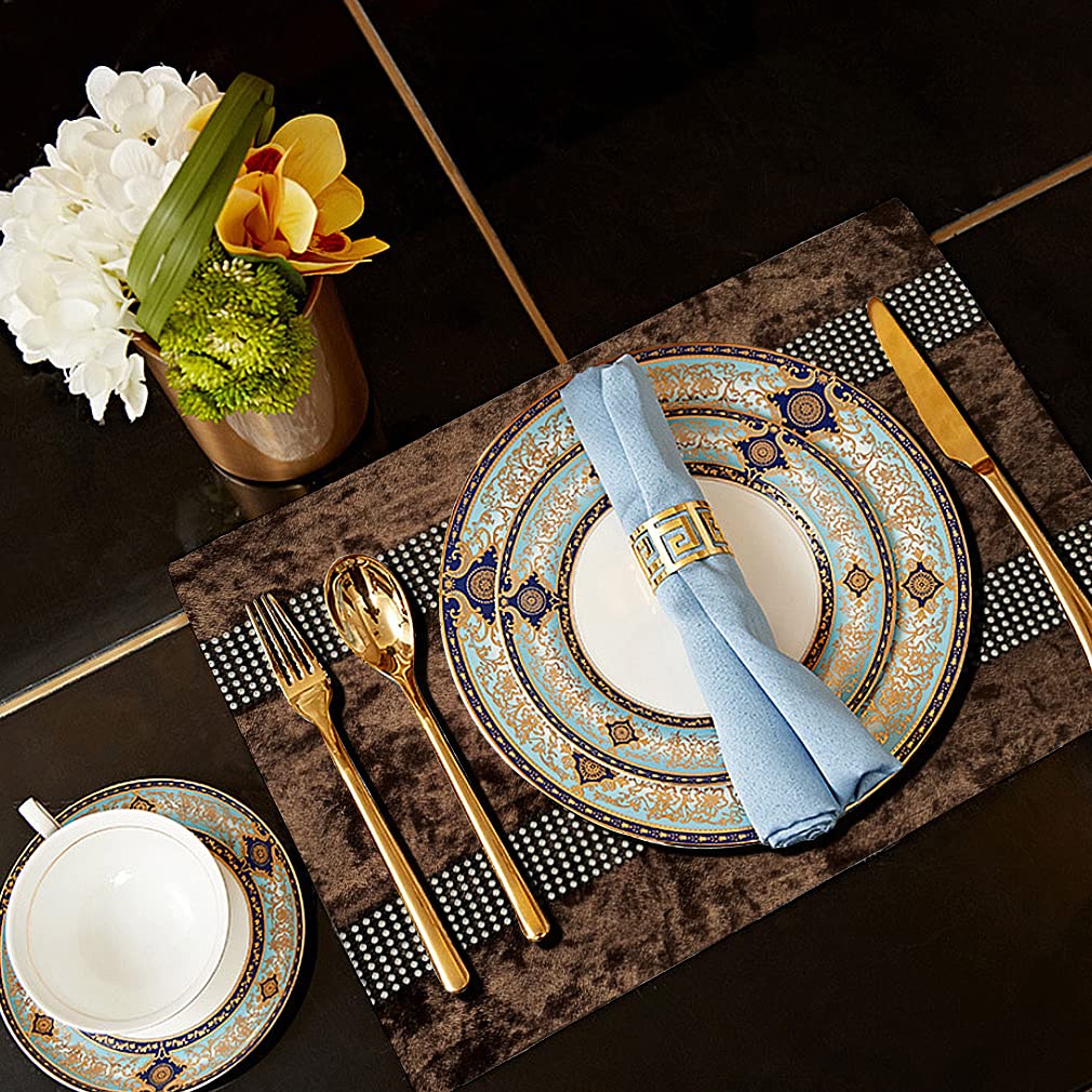 Jiino 4-Pack Brown Placemats Set - Waterproof & Heat-Resistant Table Mats for Dining, Kitchen, Restaurant - Perfect for Indoor & Outdoor Use, Parties, Picnics, and Daily Meals
