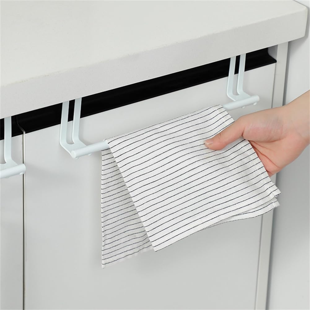 HOME CUBE Stainless Steel Towel Holder - Over Door Cabinet Hanger for Kitchen, Bathroom & Drawer Storage (Small) - Perfect for Organizing Towels, Robes & Utensils in Small Spaces