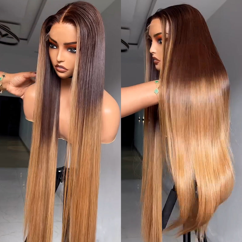Ombre Chocolate Brown with Honey Brown Straight
