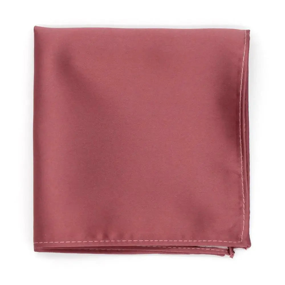 L A Smith Dusky Rose Plain Satin Tie and Hank Set - Elegant Wedding Accessories for Groom & Bridesmaids - Perfect for Formal Events, Proms & Special Occasions