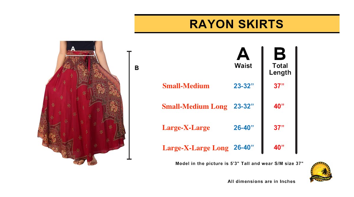 Lannaclothesdesign Women's Long Maxi Skirt - Bohemian Gypsy Hippie Style Boho Skirt for Summer | Perfect for Beach, Music Festivals & Casual Outings