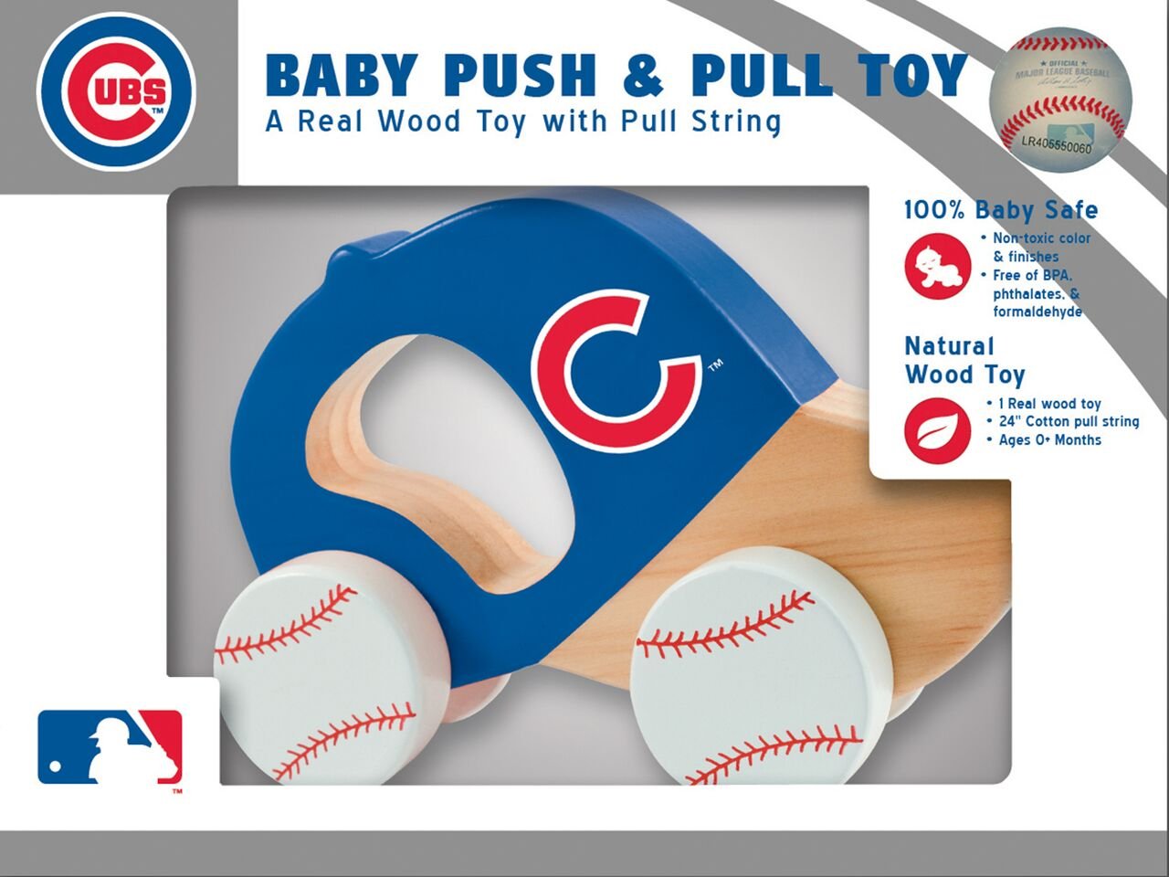 MasterPieces MLB Wooden Push & Pull Toy - Baseball-Themed Baby Walker & Toddler Learning Toy for Boys & Girls - Perfect for Playtime, Early Childhood Development & Sports-Themed Nursery Decor