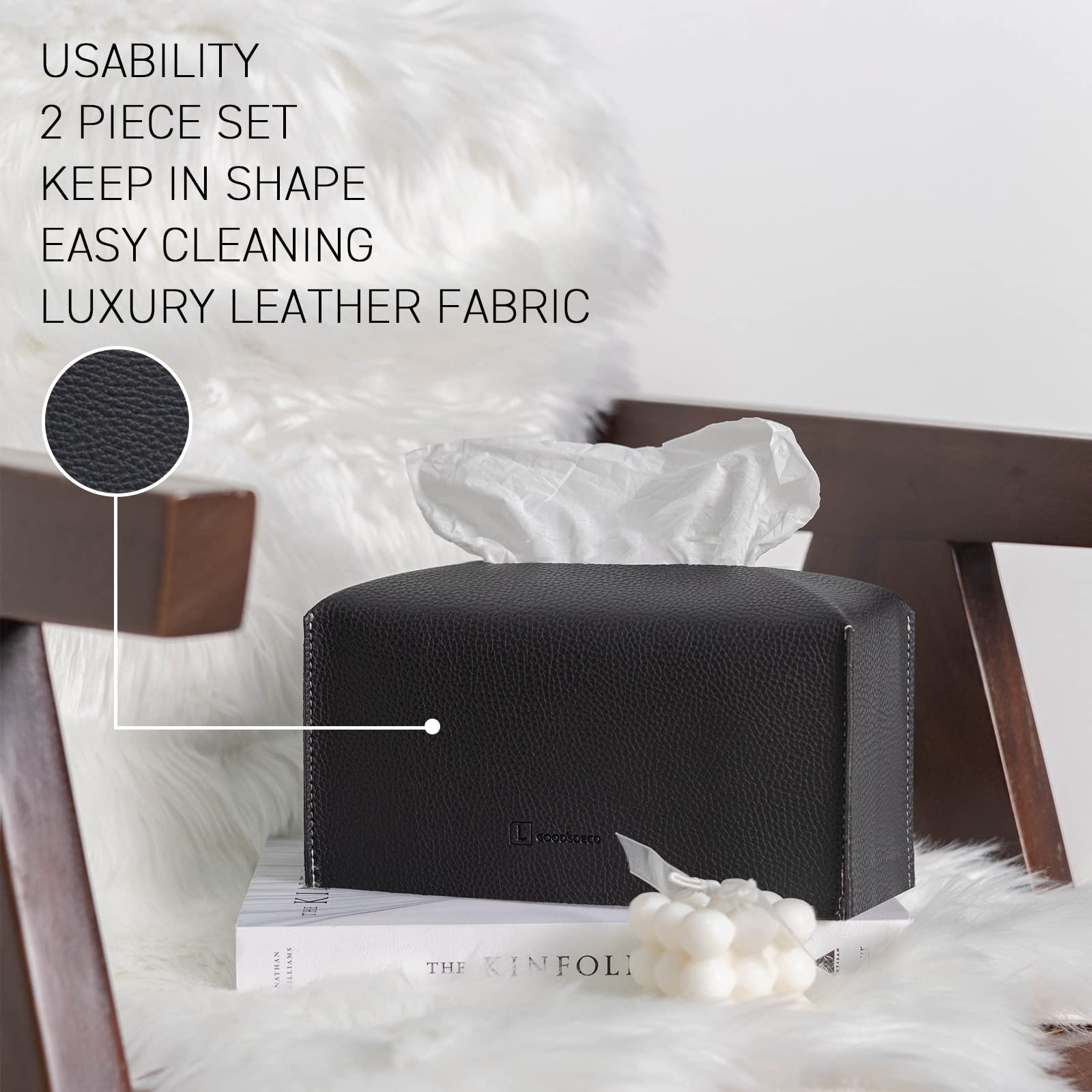 Premium PU Leather Tissue Box Cover Holder - Modern Decorative Storage for Facial Tissues | Stylish Home, Office & Bathroom Vanity Organizer | Perfect for Living Room, Bedside & Guest Bath Decor