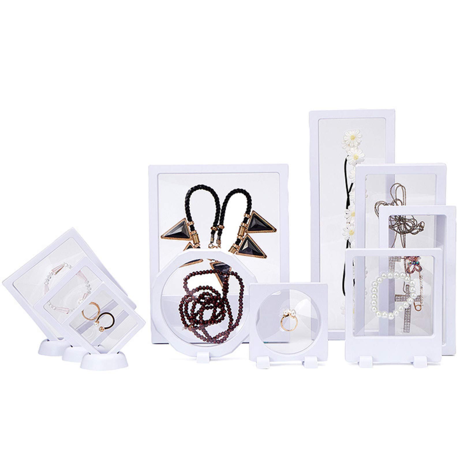 Premium Transparent Jewelry Display Box - Floating Ring & Bangle Stand Holder Case (11x11cm, White) | Perfect for Jewelry Stores, Boutique Displays & Wedding Ring Presentations