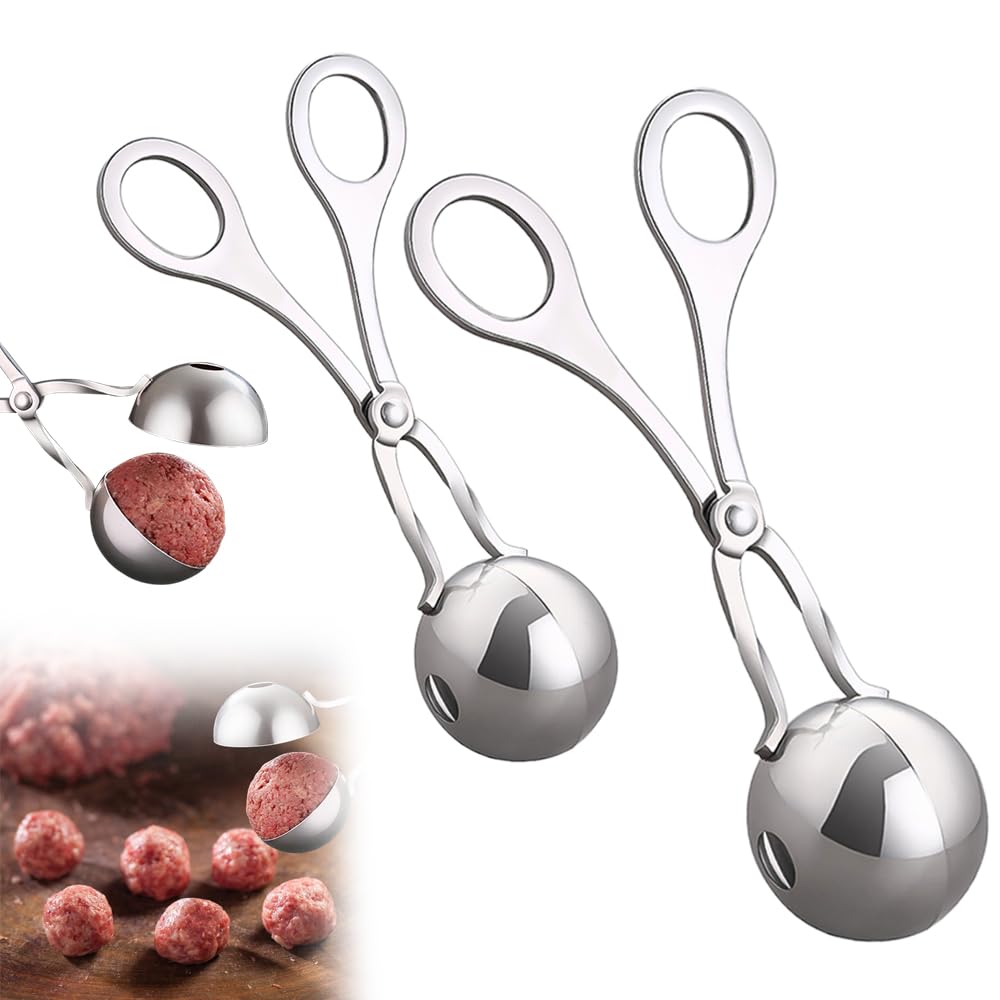 Premium Stainless Steel Meatball Maker Tool - Nonstick Meatball Scoop with Anti-Slip Handles - Small & Large Sizes for Perfect Homemade Meatballs - Ideal for Italian Cooking, Meal Prep & Party Appetizers