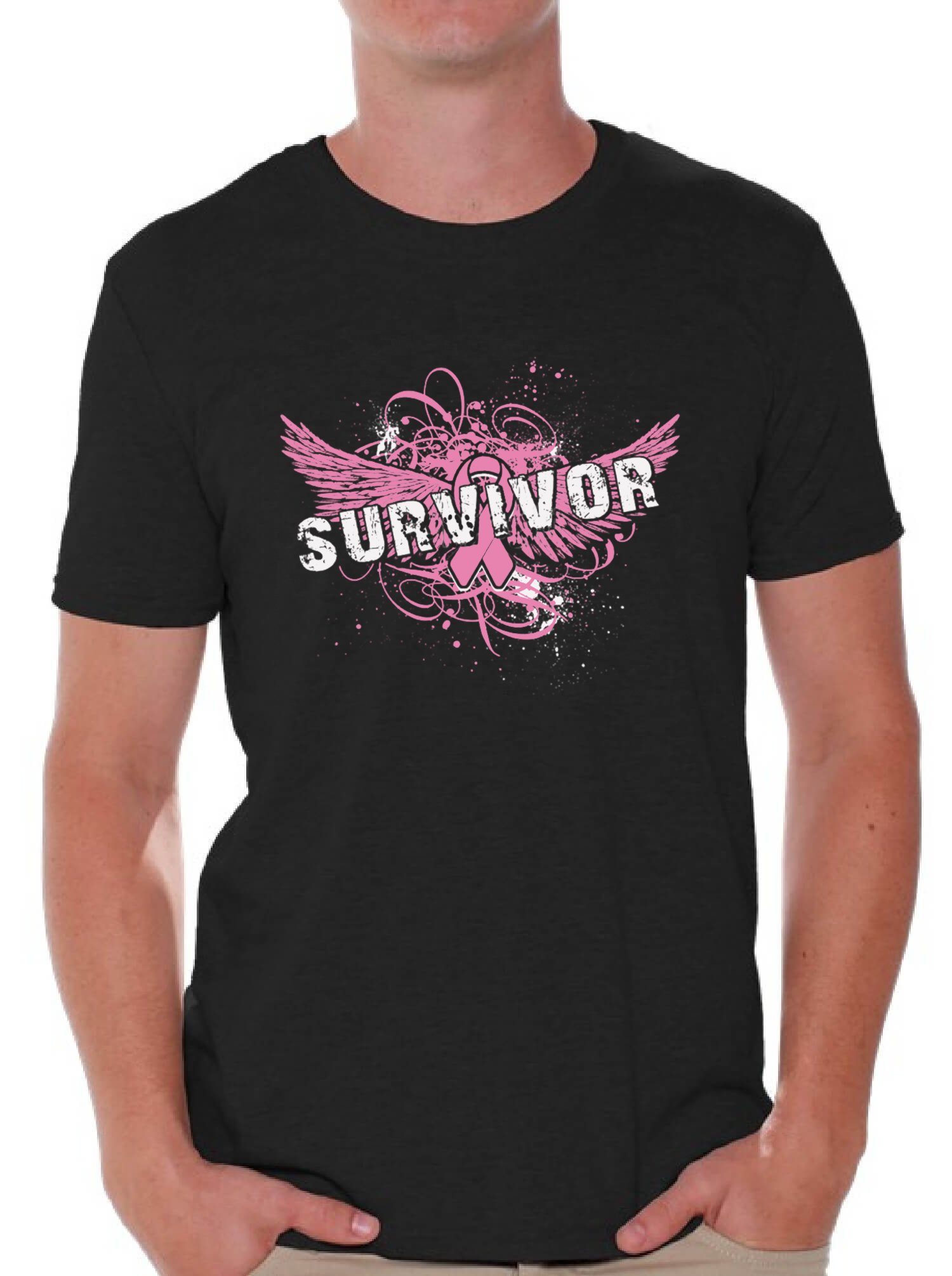Survivor T-Shirt Pink Wings - Breast Cancer Awareness Shirt with Free Bookmark - Support Breast Cancer Survivors - Perfect for Fundraisers, Walks & Awareness Events