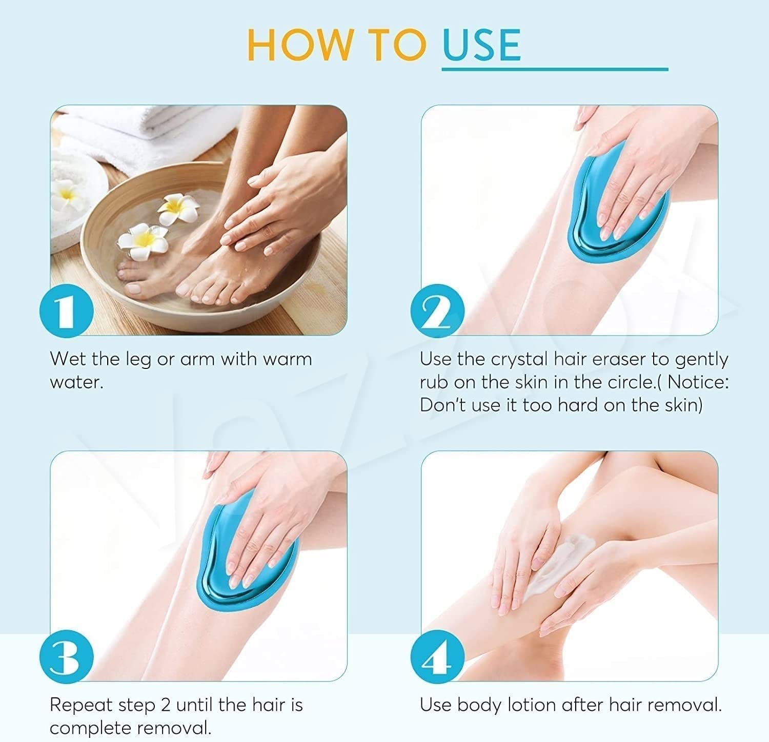 VazzLox Crystal Hair Remover for Women & Men - Upgraded Nano-Crystalline Technology, Painless & Reusable Hair Removal Stone - Best for Smooth Skin at Home, Travel, Spa & Salon Use