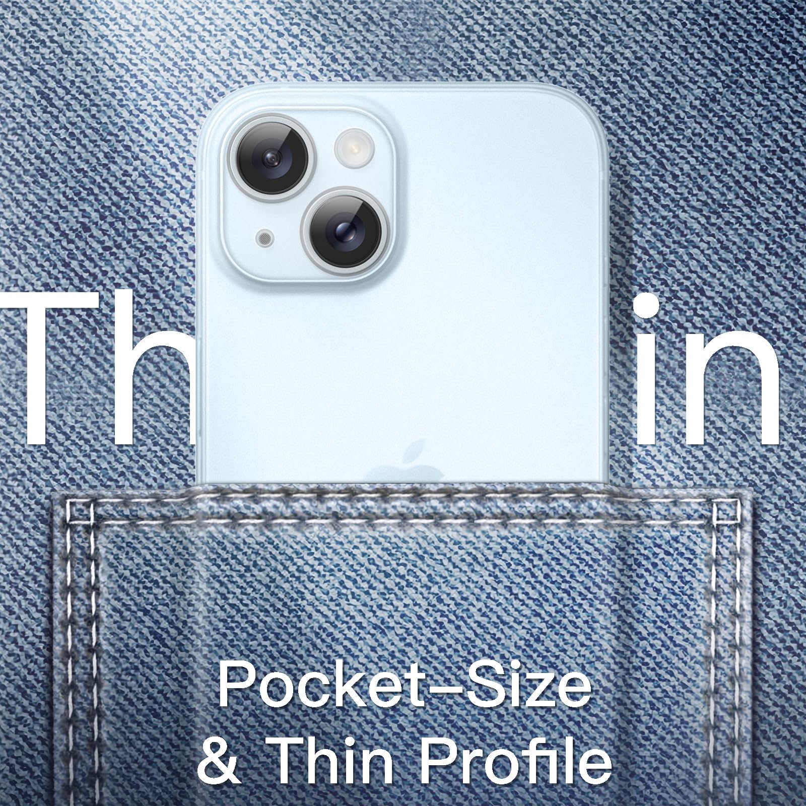 JETech Ultra Slim iPhone 15 Case 6.1 Inch - Matte Finish Hard Protective Cover with Camera Lens Protection | Lightweight Minimalist Design | Wireless Charging Compatible | Perfect for Everyday Use, Office & Travel (Blue)
