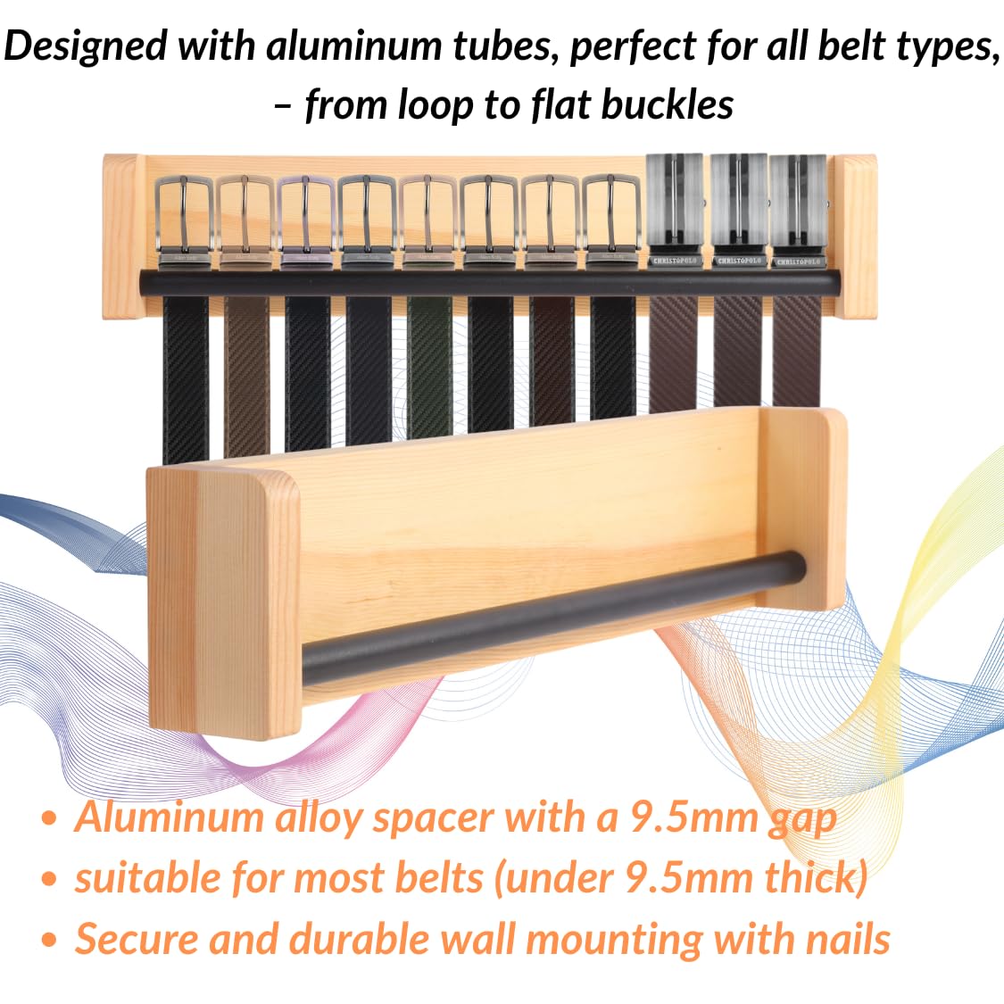 Wall Mount Belt Hanger Organizer - Space Saving Closet Door Storage for Belts & Ties - Perfect Gift for Men, Father's Day, Birthday & Housewarming - Ideal for Bedroom, Closet & Small Space Organization
