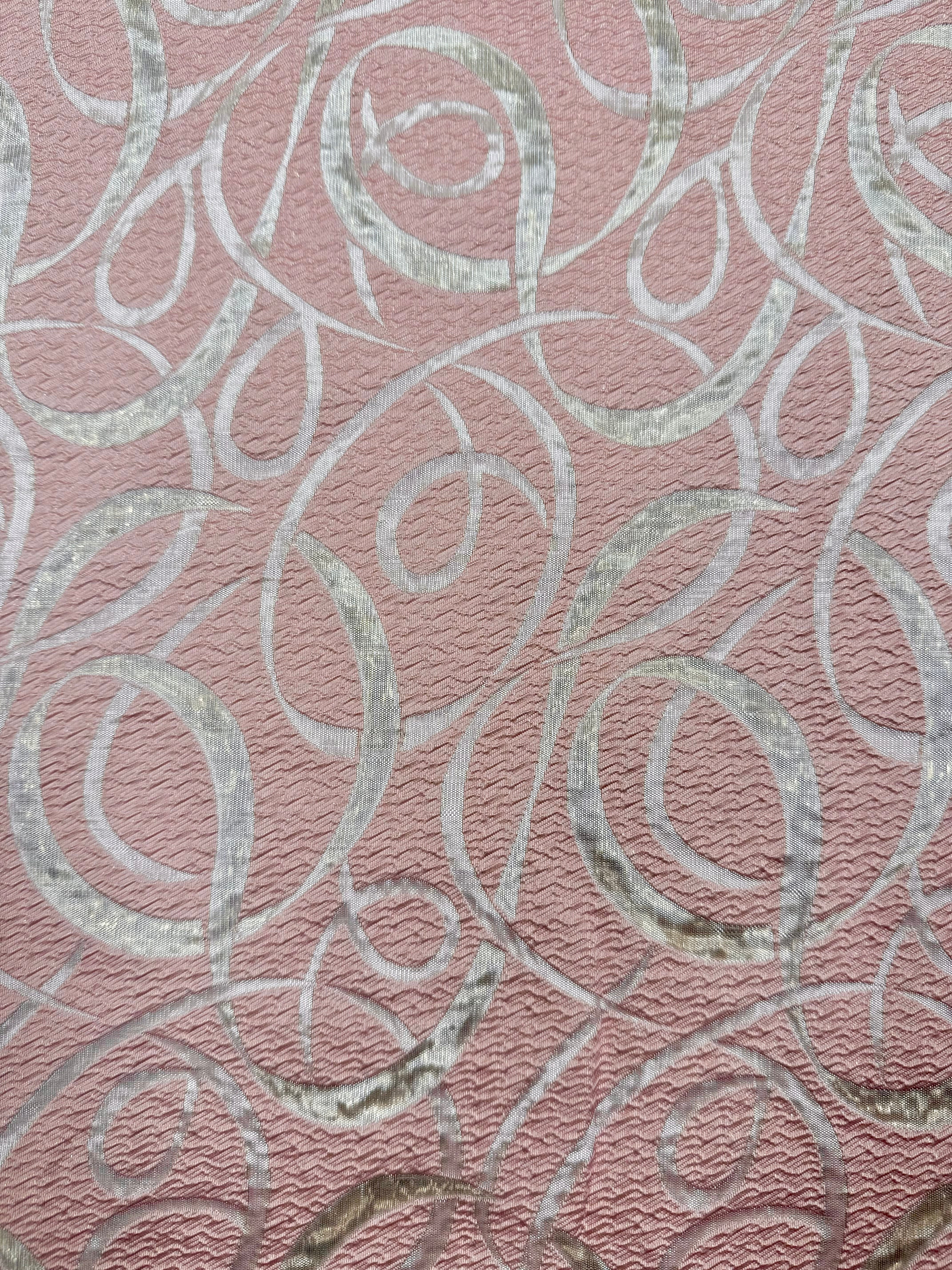 Elegant 56-inch Rose Pink & Pale Gold Metallic Reversible Brocade Fabric - Perfect for Home Decor, Upholstery, and DIY Craft Projects