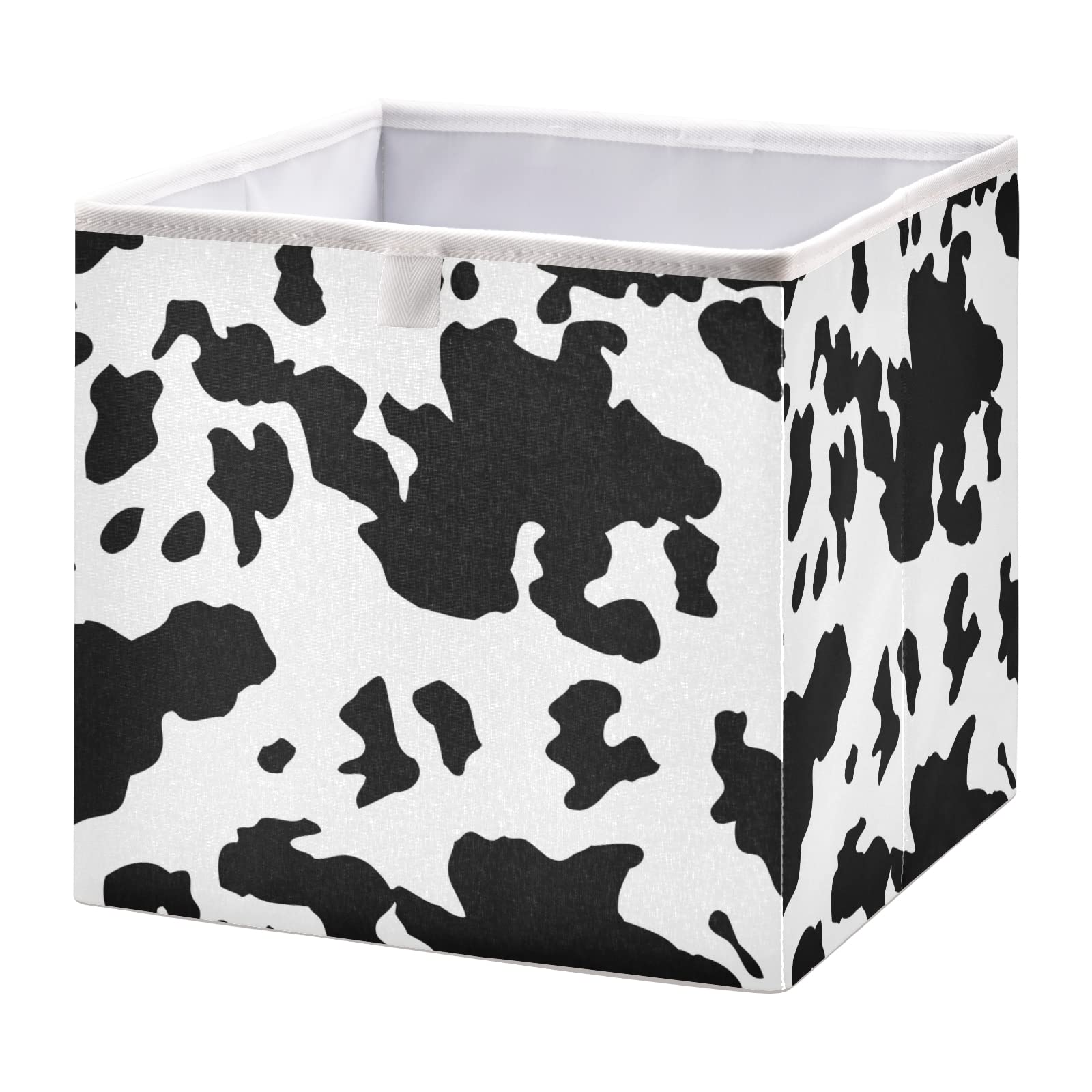 Cow Print Storage Basket - Black & White Animal Texture Foldable Rectangular Bin for Toys, Clothes & Nursery Organization | Collapsible & Easy to Assemble | Perfect for Kids' Room, Playroom & Home Storage