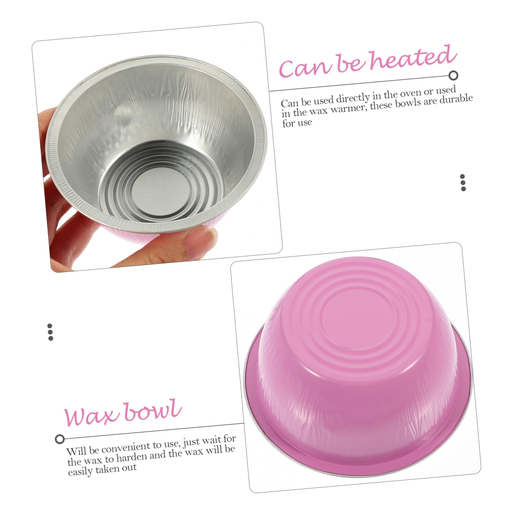 DOITOOL 20-Pack Non-Stick Wax Melting Bowls - Mini Heater Safe, Chocolate & Wax Melting Pots for DIY Candles, Cupcake Liners - Pink Aluminum Foil for Home Spa, Crafting & Baking (20 Pcs)