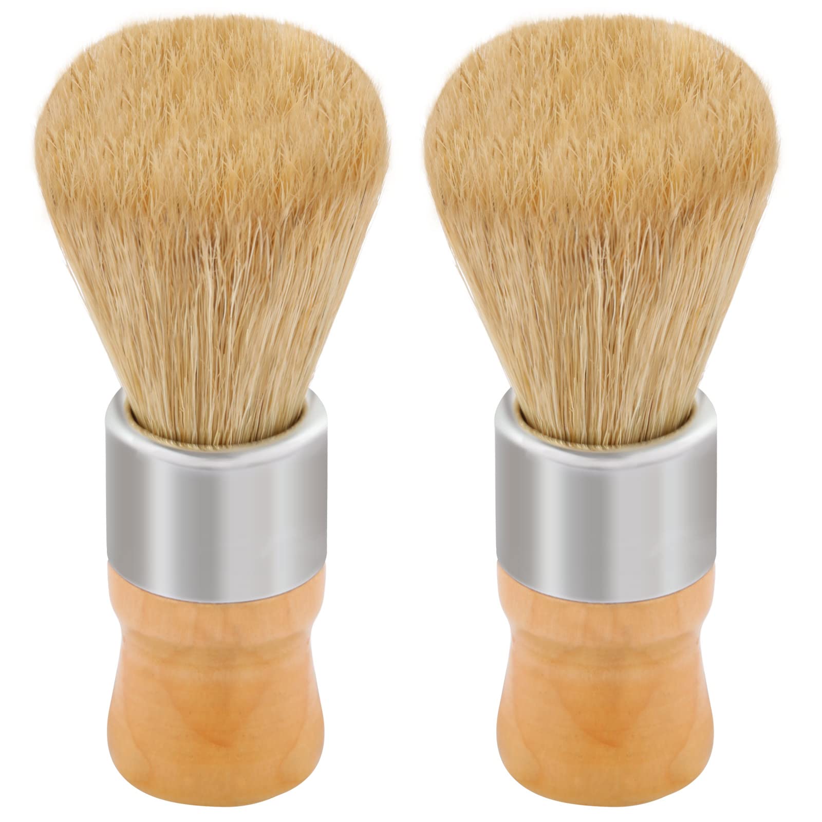 Premium Genixart Shaving Brush Set - 2 Pack Natural Bristle Shave Brushes for Men, Luxury Grooming Kit for Father/Boyfriend/Husband Gift - Perfect for Wet Shaving, Beard Care & Travel Essentials